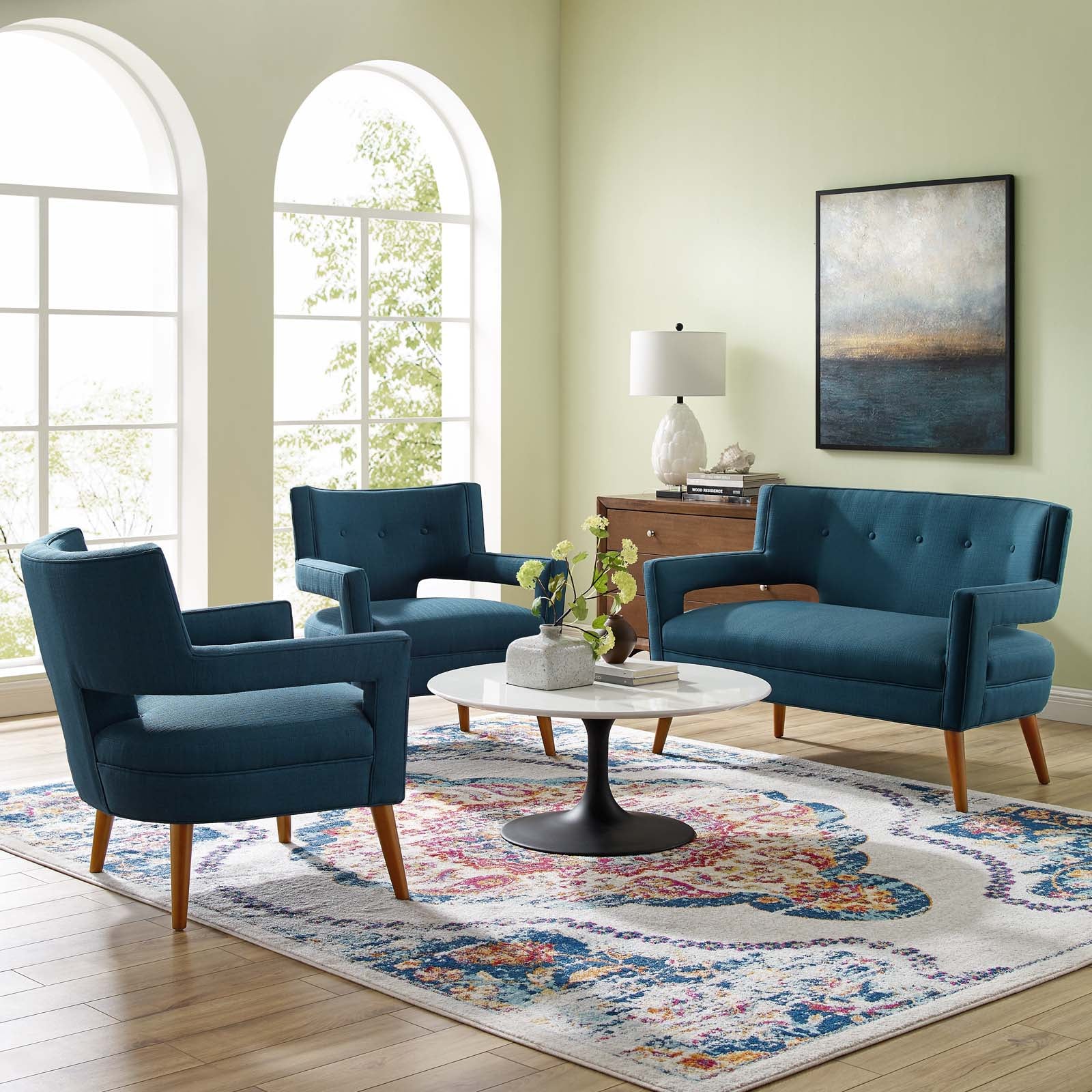 Sheer 3 Piece Upholstered Fabric Set - East Shore Modern Home Furnishings