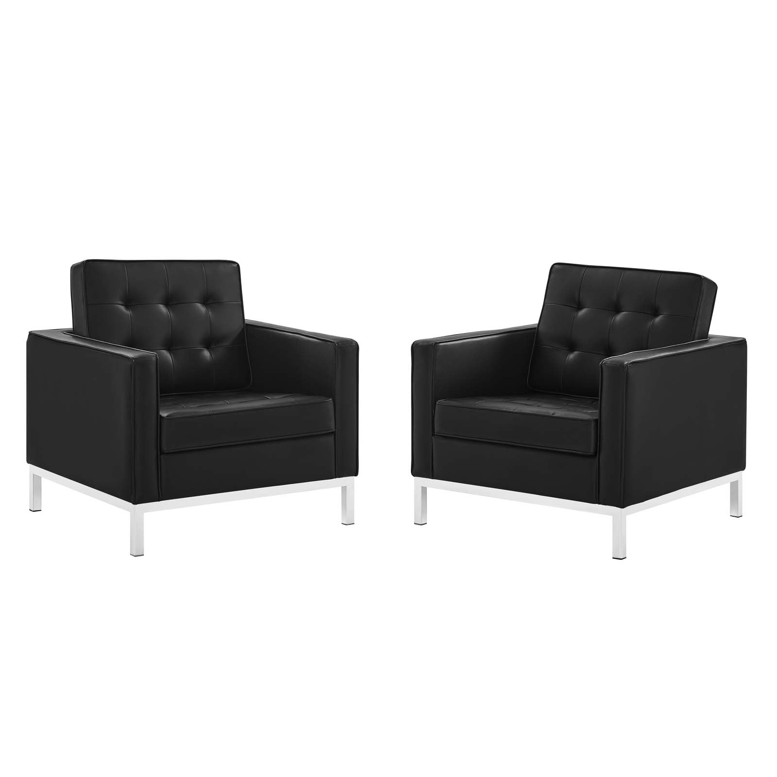 Loft Tufted Upholstered Faux Leather Armchair Set of 2 - East Shore Modern Home Furnishings