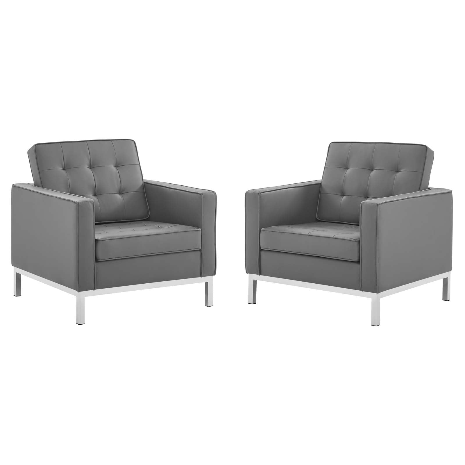 Loft Tufted Upholstered Faux Leather Armchair Set of 2 - East Shore Modern Home Furnishings