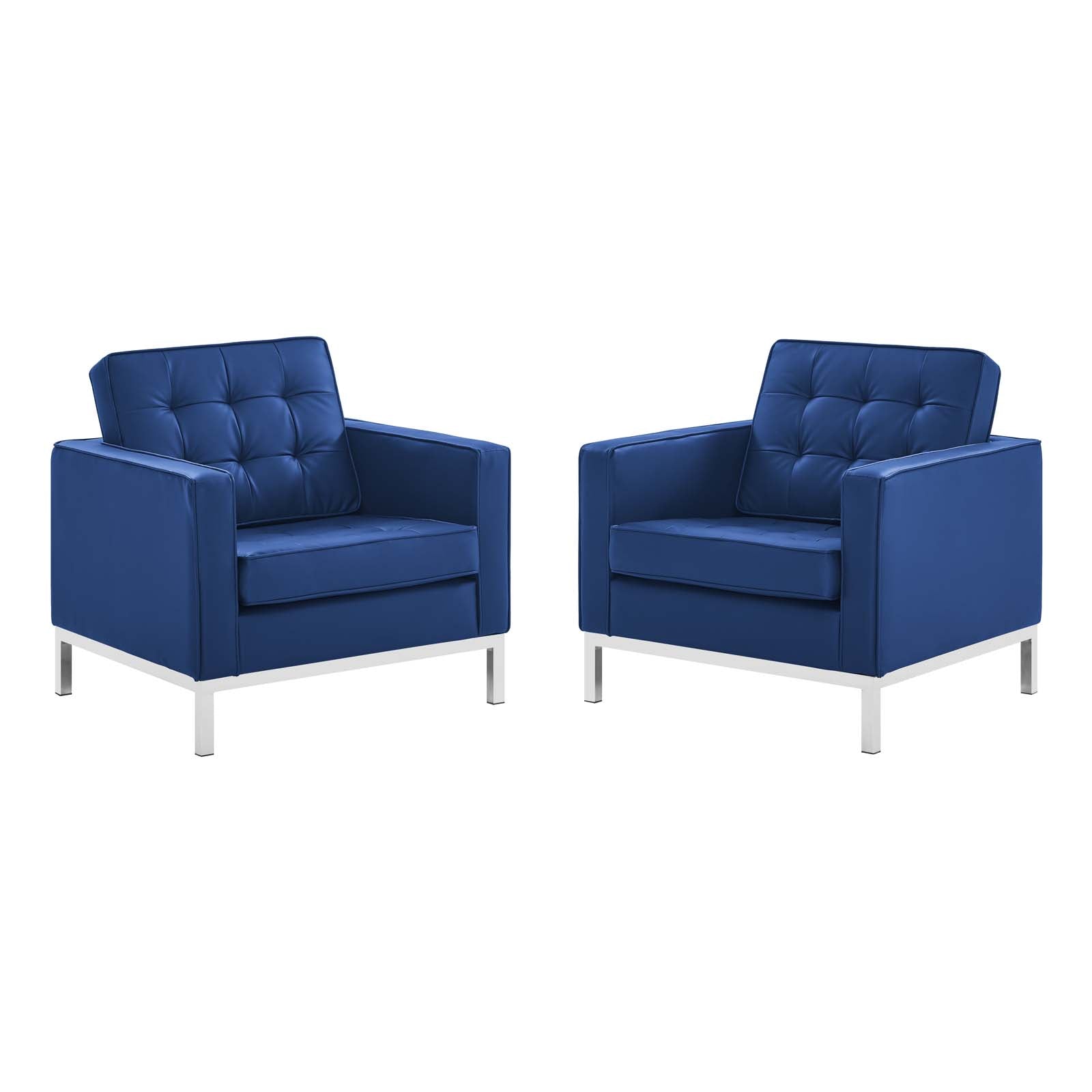 Loft Tufted Upholstered Faux Leather Armchair Set of 2 - East Shore Modern Home Furnishings