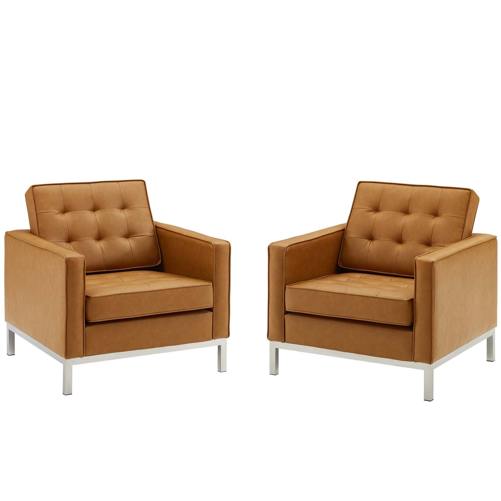 Loft Tufted Upholstered Faux Leather Armchair Set of 2 - East Shore Modern Home Furnishings