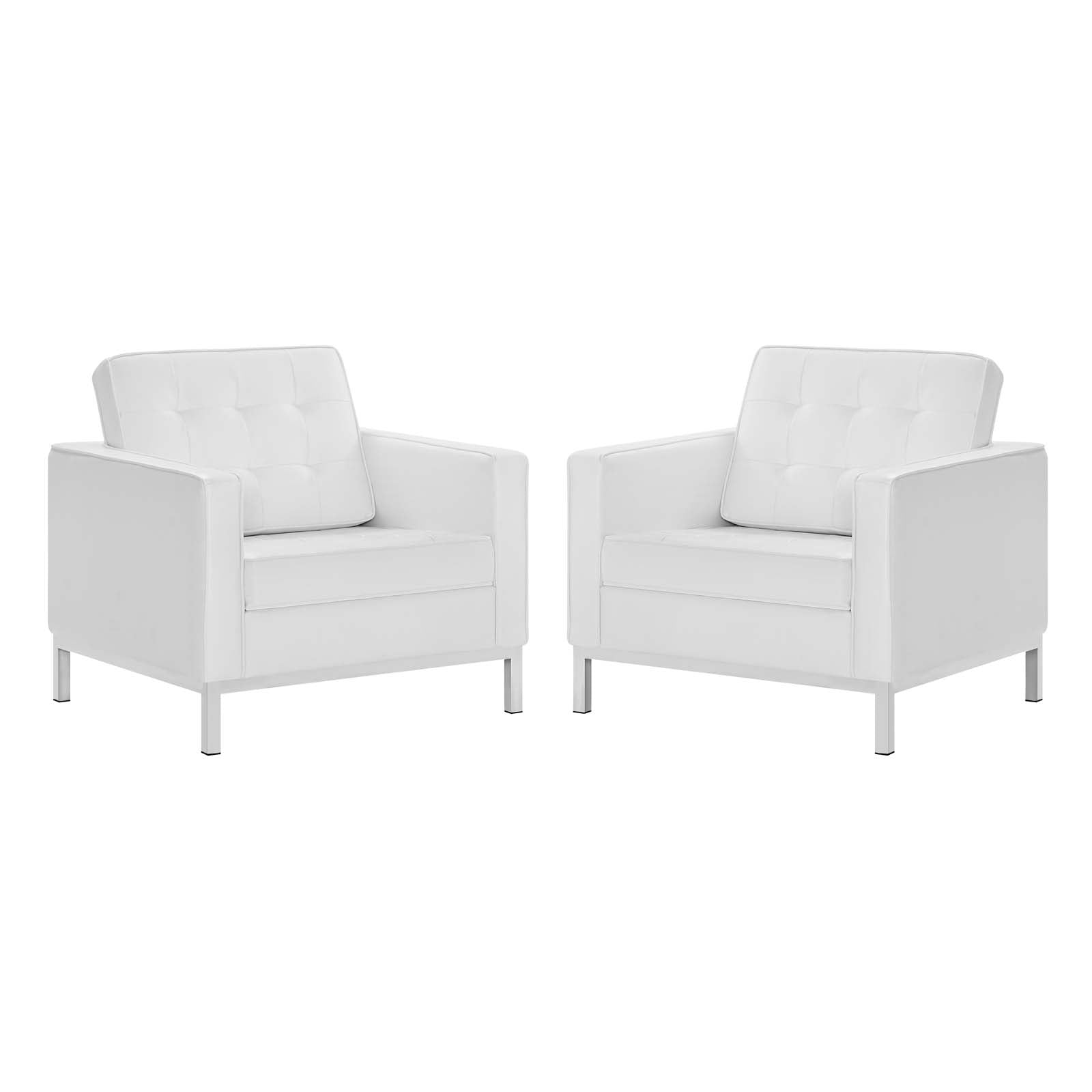 Loft Tufted Upholstered Faux Leather Armchair Set of 2 - East Shore Modern Home Furnishings