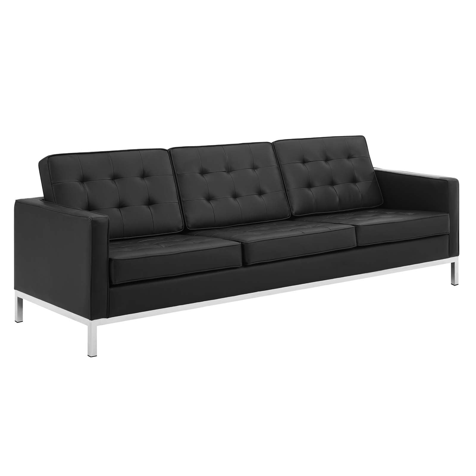 Loft 3 Piece Tufted Upholstered Faux Leather Set - East Shore Modern Home Furnishings