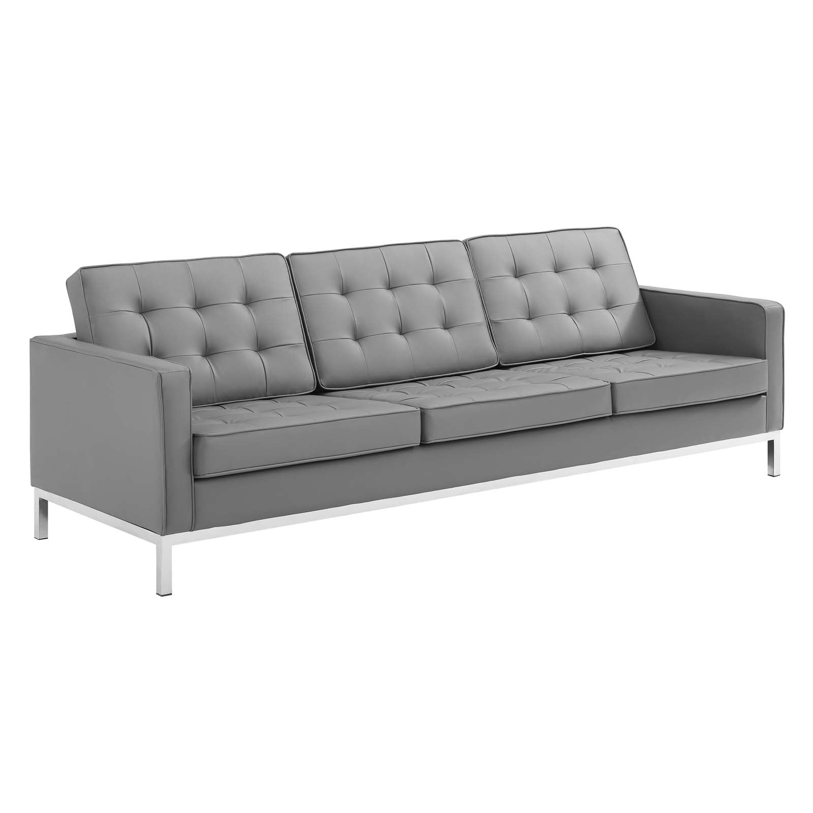 Loft 3 Piece Tufted Upholstered Faux Leather Set - East Shore Modern Home Furnishings