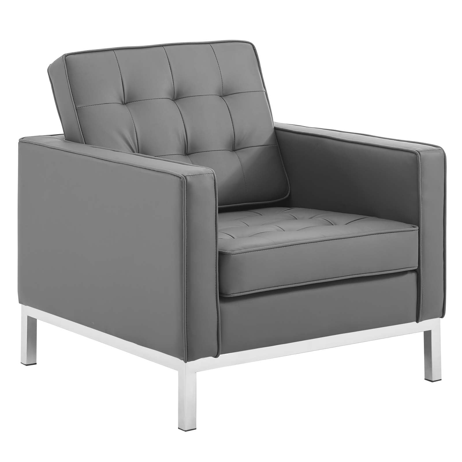 Loft 3 Piece Tufted Upholstered Faux Leather Set - East Shore Modern Home Furnishings