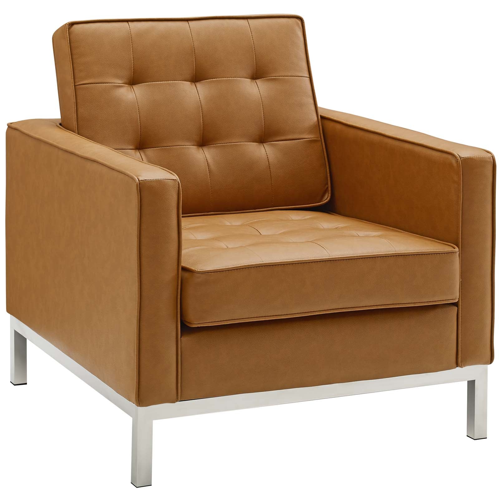 Loft 3 Piece Tufted Upholstered Faux Leather Set - East Shore Modern Home Furnishings
