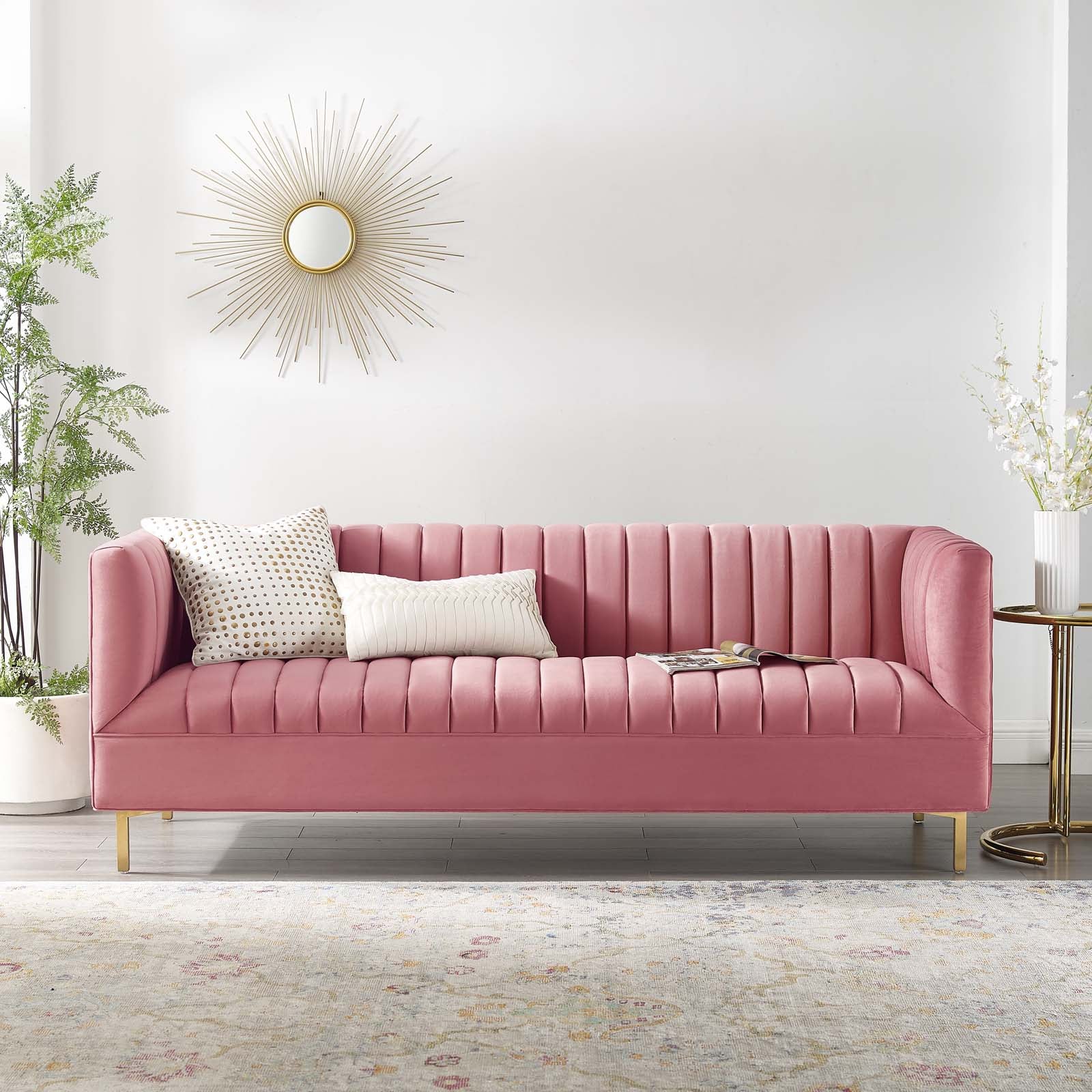 Shift Channel Tufted Performance Velvet Sofa - East Shore Modern Home Furnishings