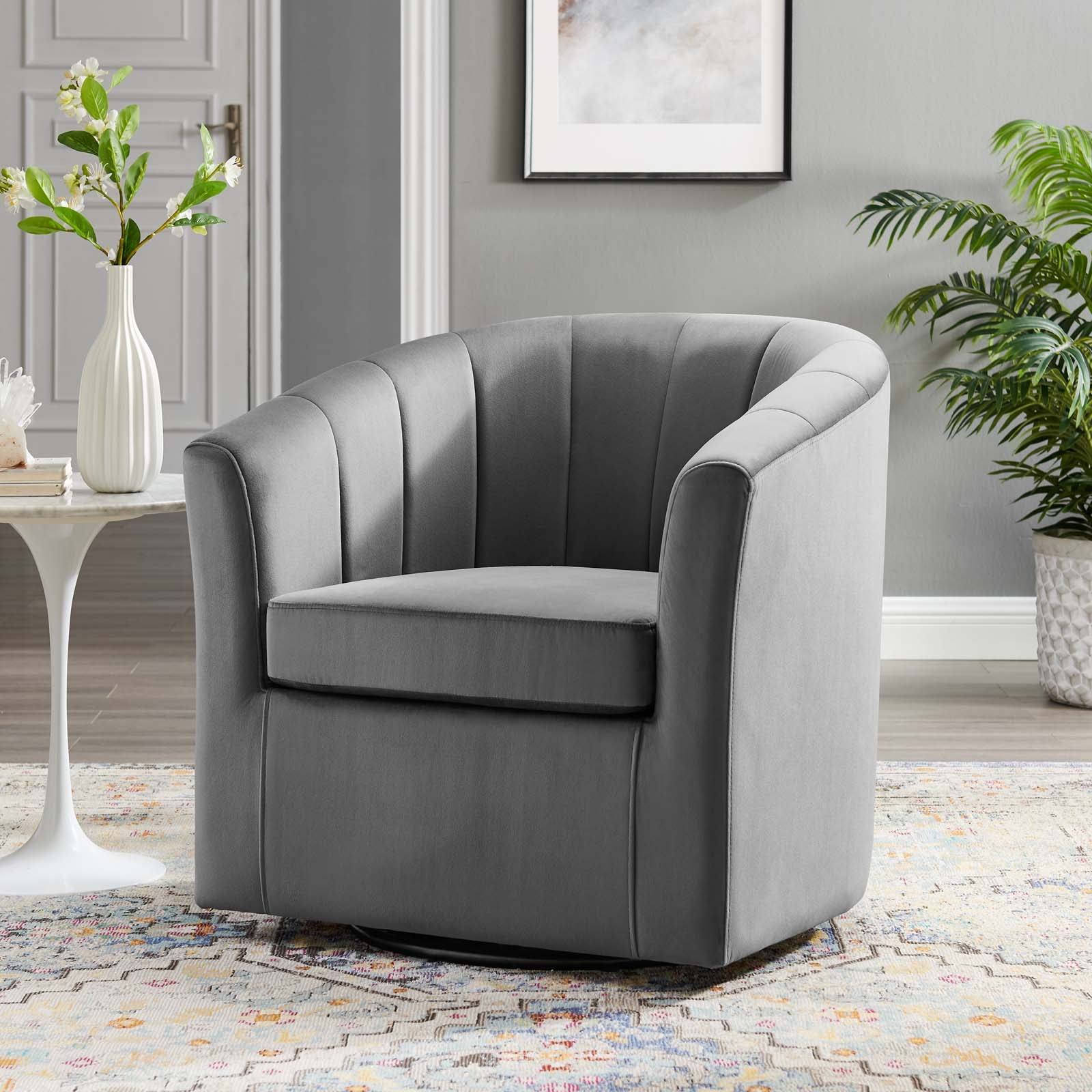 Prospect Performance Velvet Swivel Armchair