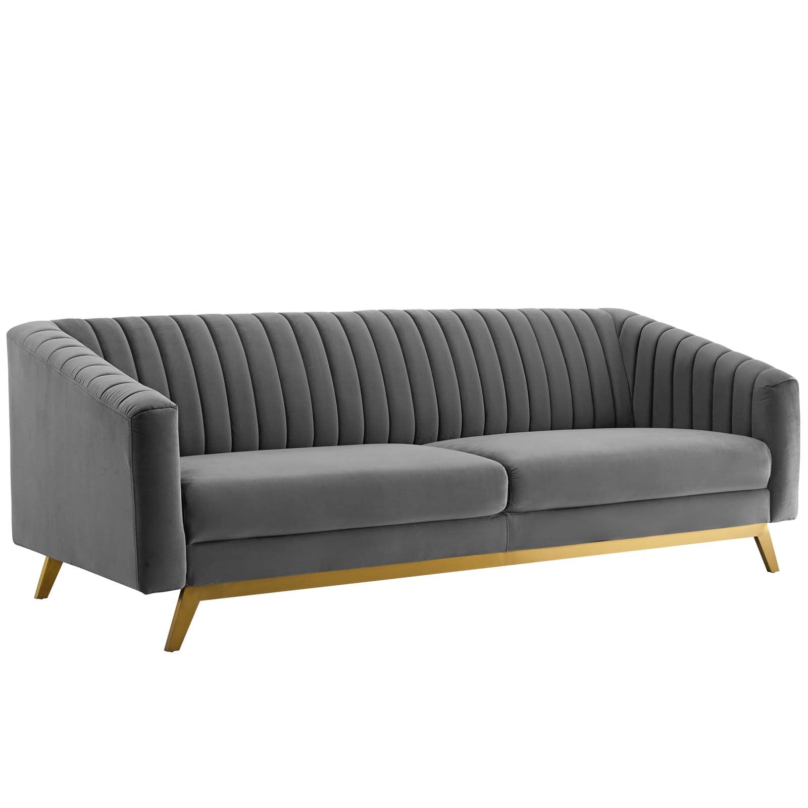 Valiant Vertical Channel Tufted Performance Velvet Sofa and Armchair Set - East Shore Modern Home Furnishings