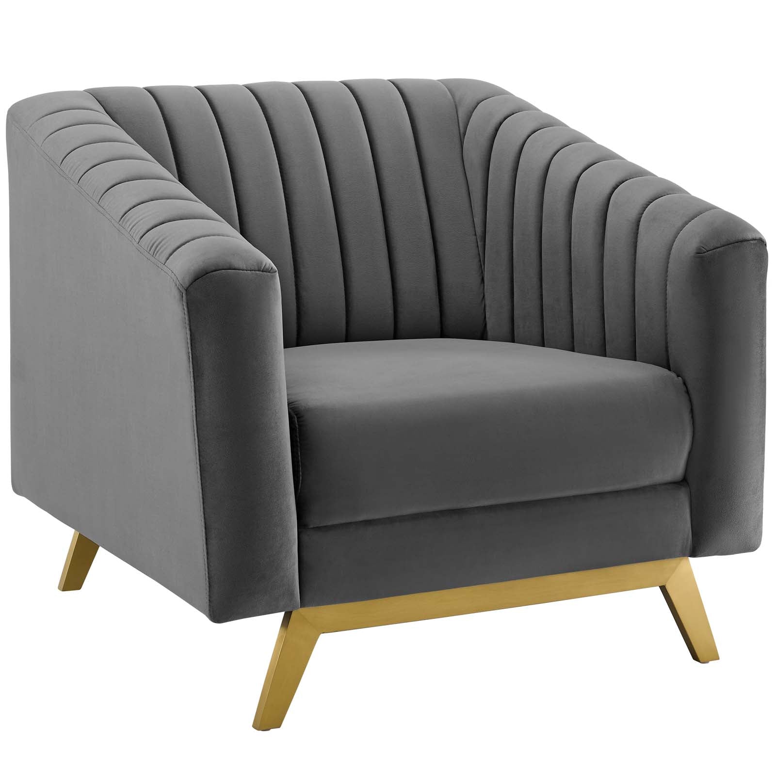 Valiant Vertical Channel Tufted Performance Velvet Sofa and Armchair Set - East Shore Modern Home Furnishings