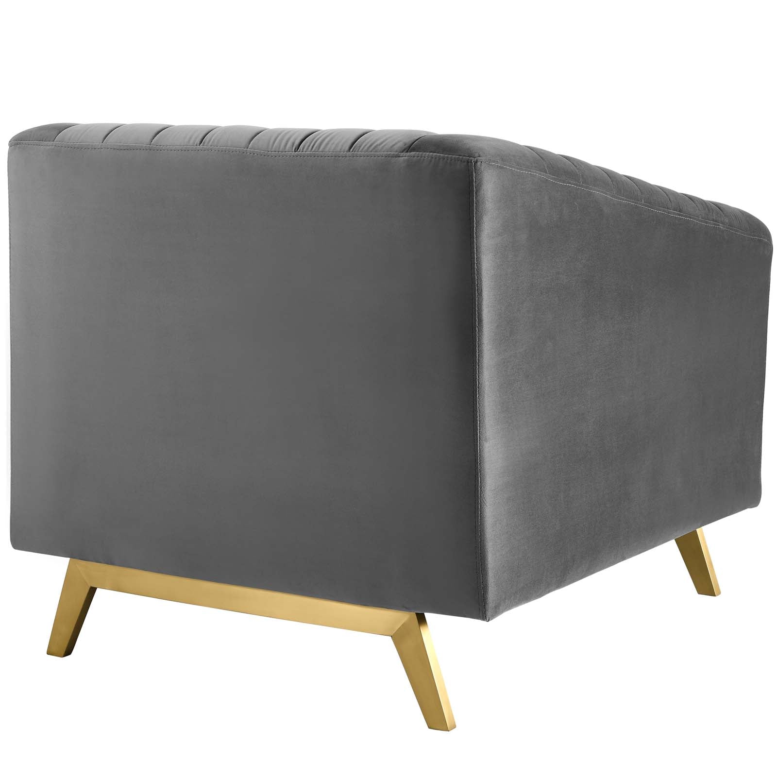 Valiant Vertical Channel Tufted Performance Velvet Sofa and Armchair Set - East Shore Modern Home Furnishings