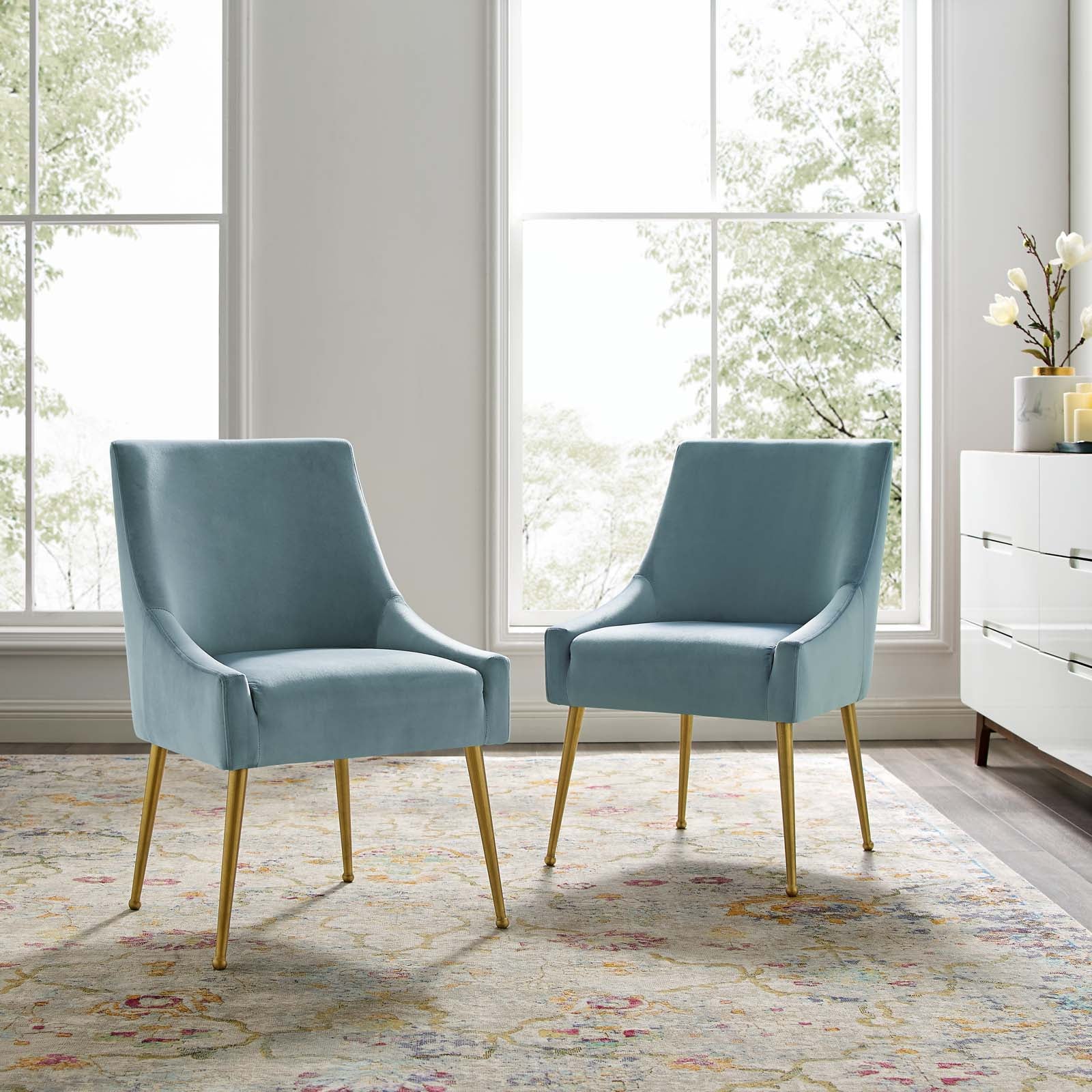 Discern Upholstered Performance Velvet Dining Chair Set of 2 - East Shore Modern Home Furnishings