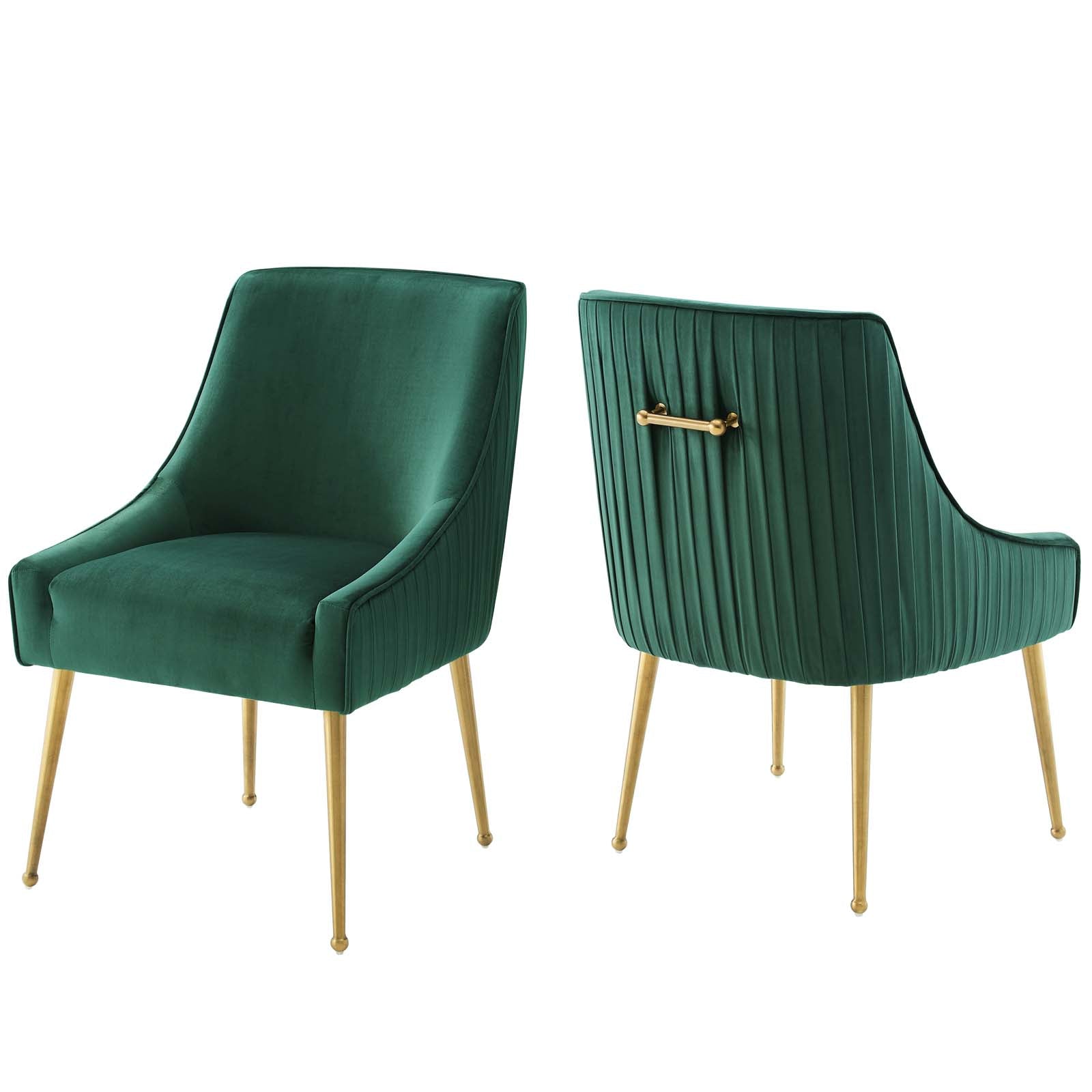 Discern Pleated Back Upholstered Performance Velvet Dining Chair Set of 2 - East Shore Modern Home Furnishings