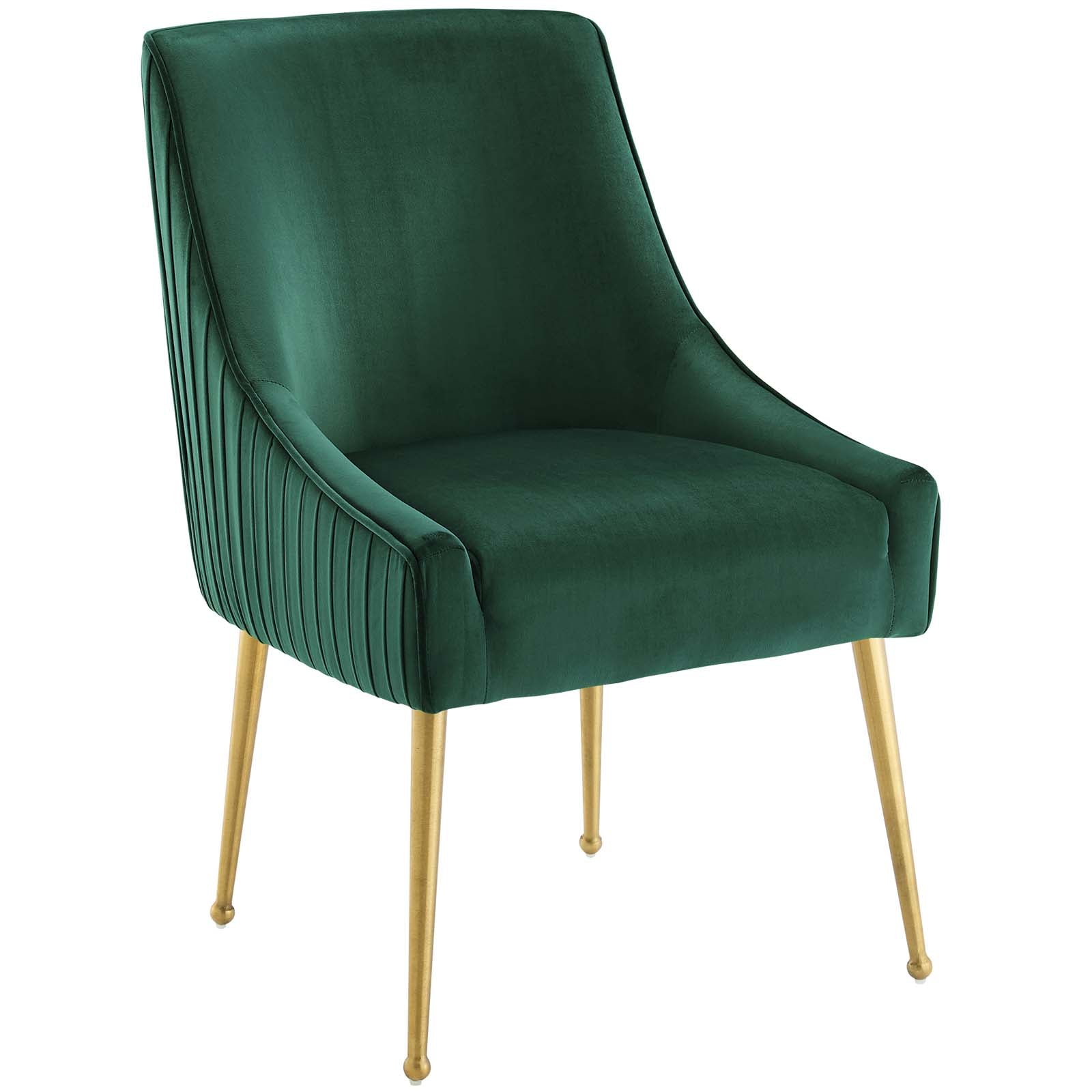 Discern Pleated Back Upholstered Performance Velvet Dining Chair Set of 2 - East Shore Modern Home Furnishings