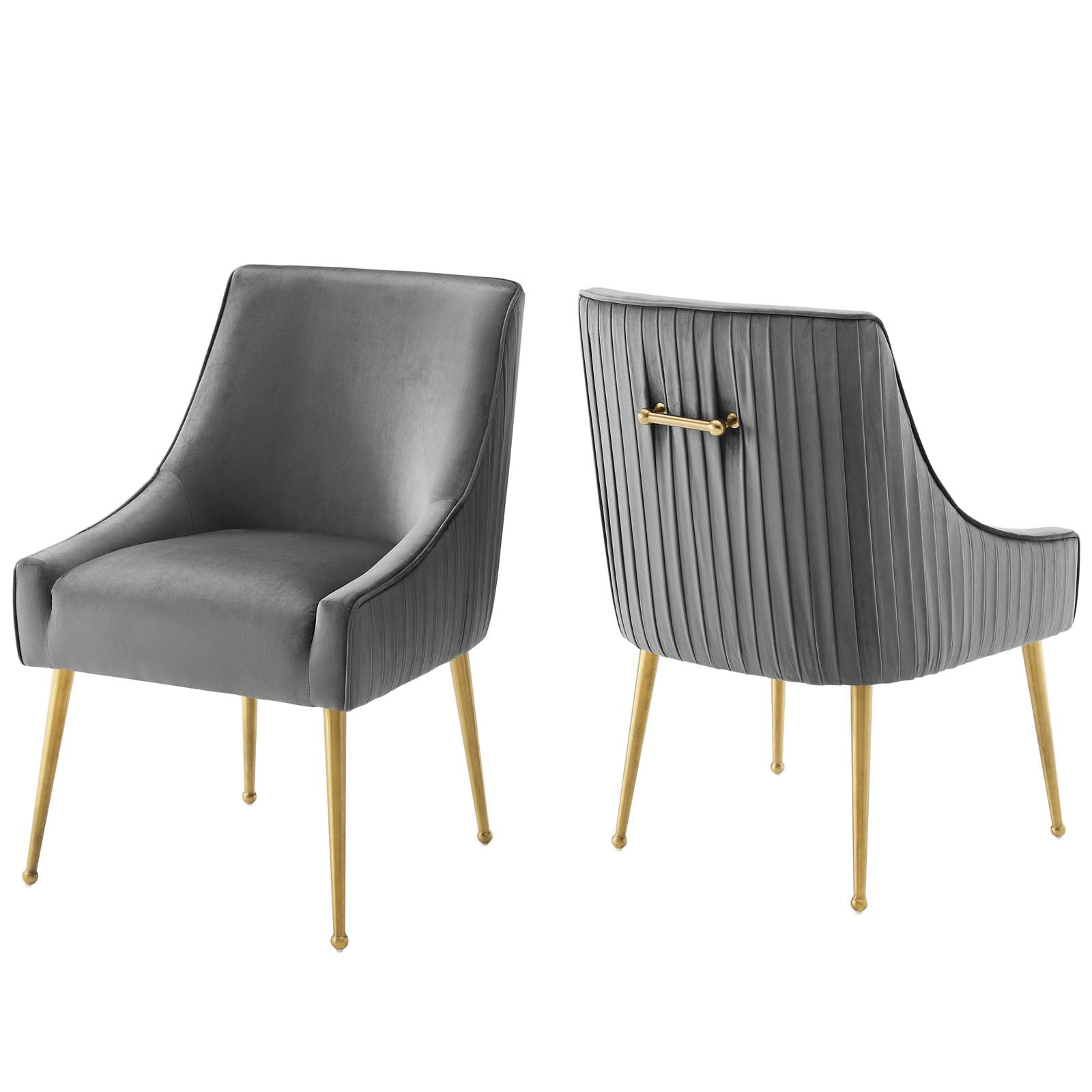 Discern Pleated Back Upholstered Performance Velvet Dining Chair Set of 2 - East Shore Modern Home Furnishings