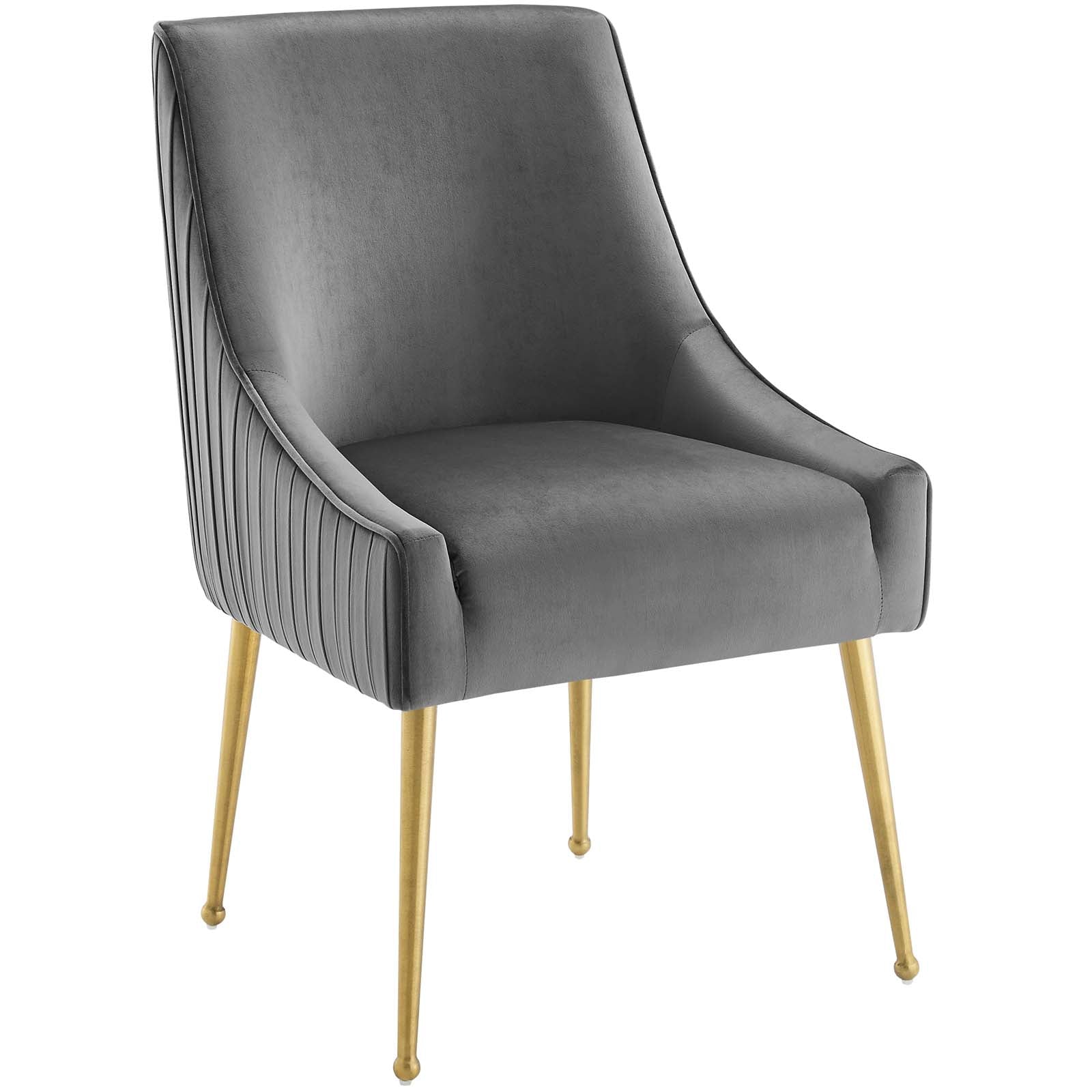 Discern Pleated Back Upholstered Performance Velvet Dining Chair Set of 2 - East Shore Modern Home Furnishings
