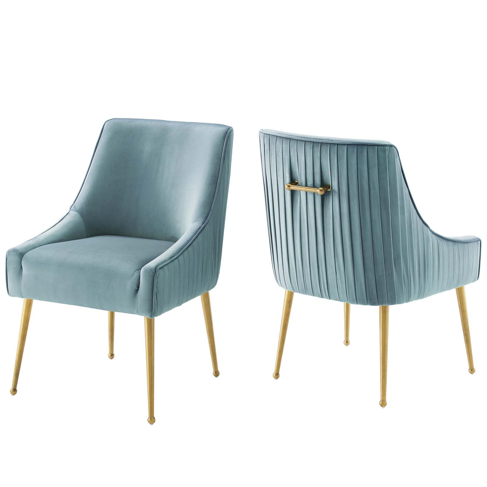 Discern Pleated Back Upholstered Performance Velvet Dining Chair Set of 2 - East Shore Modern Home Furnishings