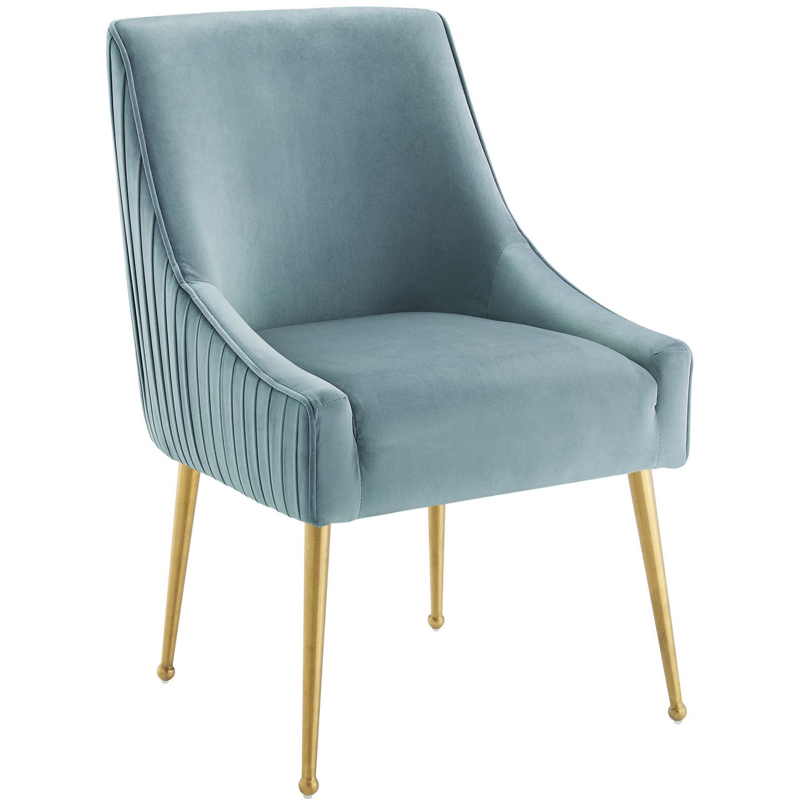 Discern Pleated Back Upholstered Performance Velvet Dining Chair Set of 2 - East Shore Modern Home Furnishings