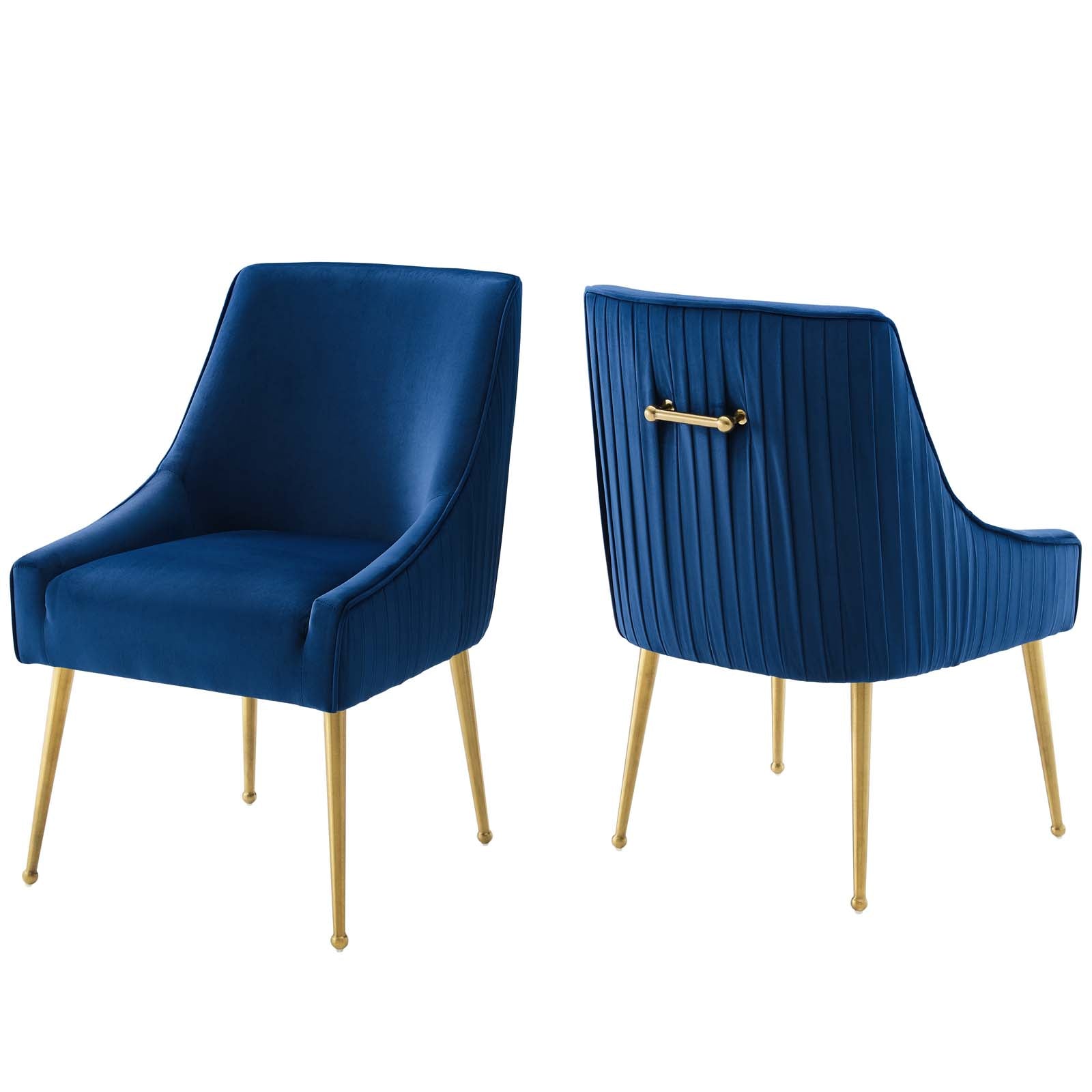 Discern Pleated Back Upholstered Performance Velvet Dining Chair Set of 2 - East Shore Modern Home Furnishings