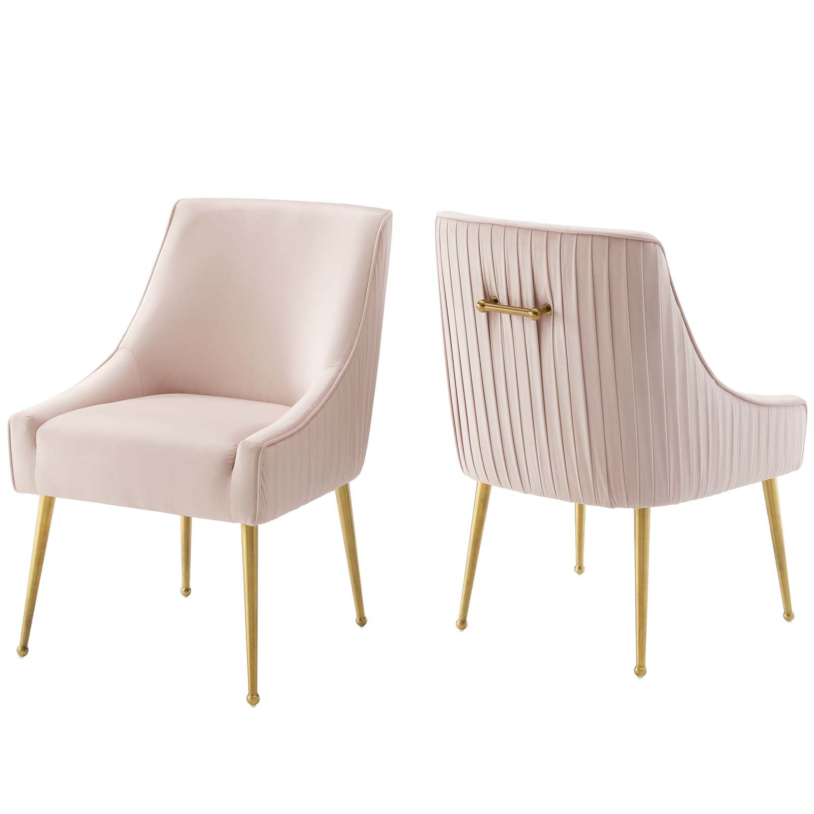 Discern Pleated Back Upholstered Performance Velvet Dining Chair Set of 2 - East Shore Modern Home Furnishings