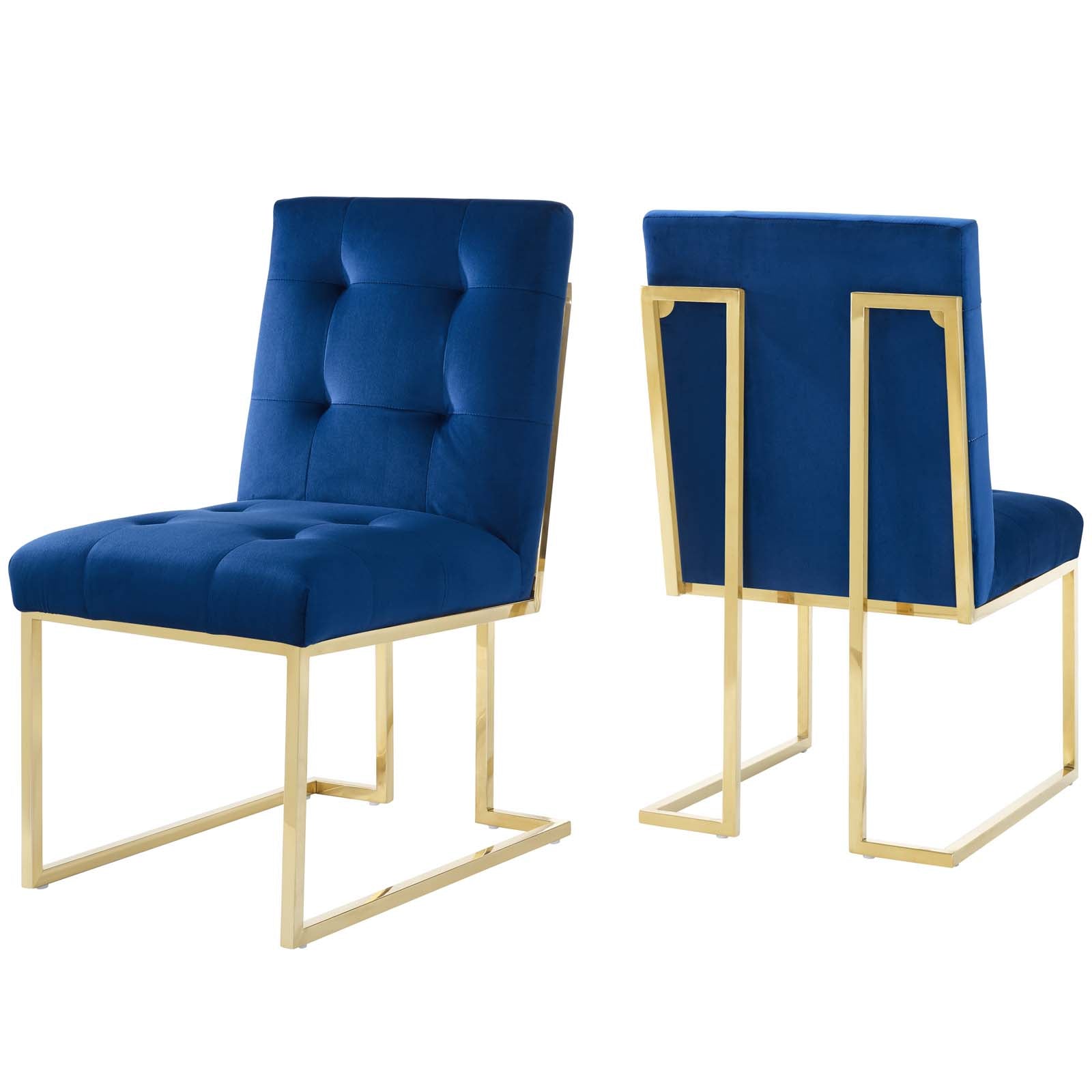 Privy Gold Stainless Steel Performance Velvet Dining Chair Set of 2