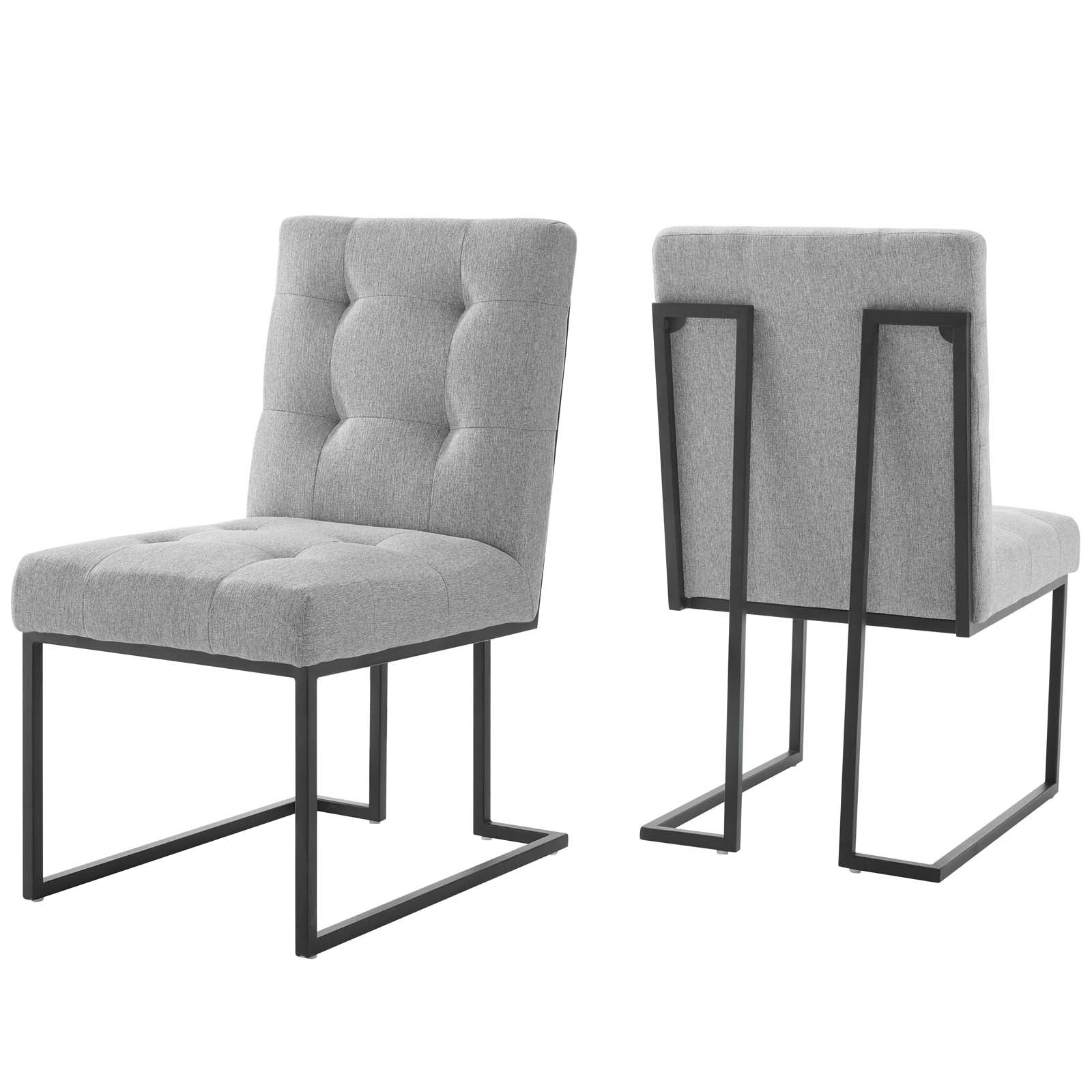 Privy Black Stainless Steel Upholstered Fabric Dining Chair Set of 2 - East Shore Modern Home Furnishings