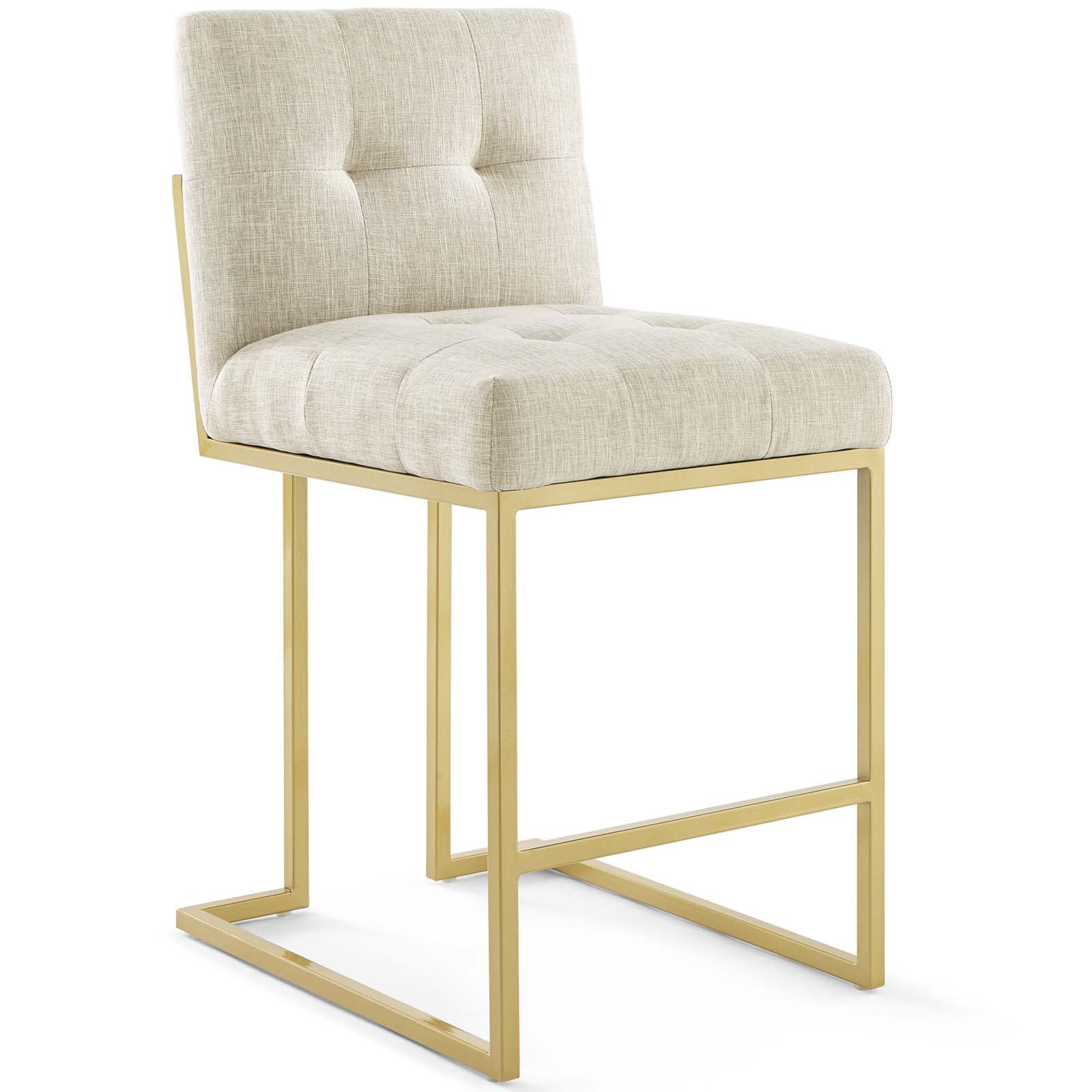 Privy Gold Stainless Steel Upholstered Fabric Counter Stool Set of 2 - East Shore Modern Home Furnishings