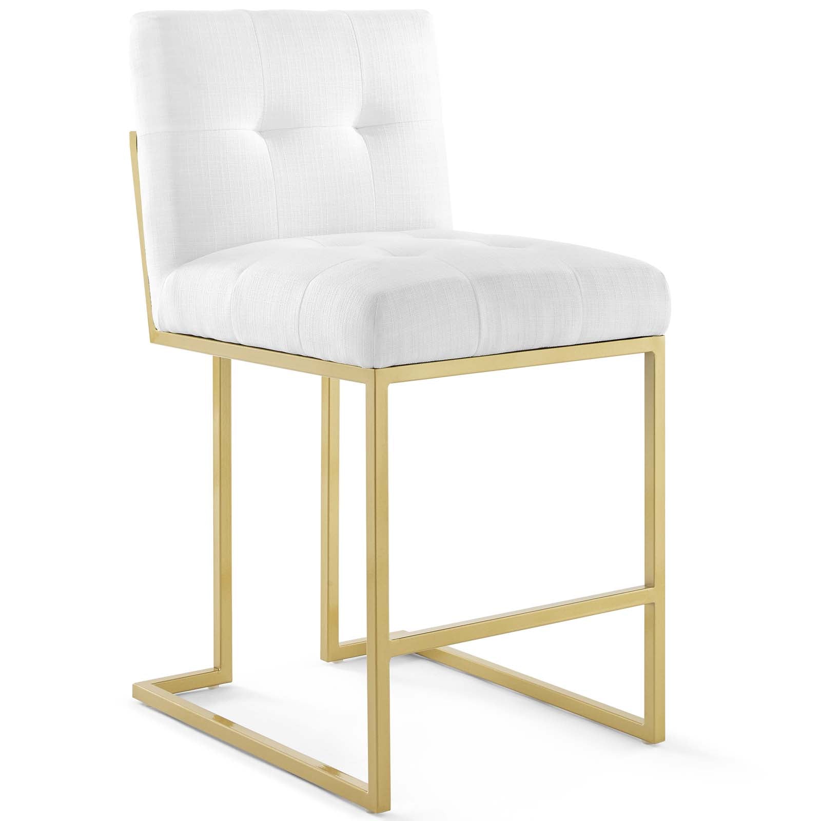Privy Gold Stainless Steel Upholstered Fabric Counter Stool Set of 2 - East Shore Modern Home Furnishings
