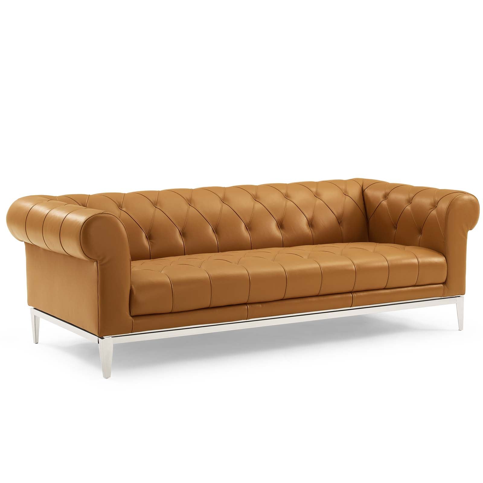 Idyll Tufted Upholstered Leather Sofa and Loveseat Set