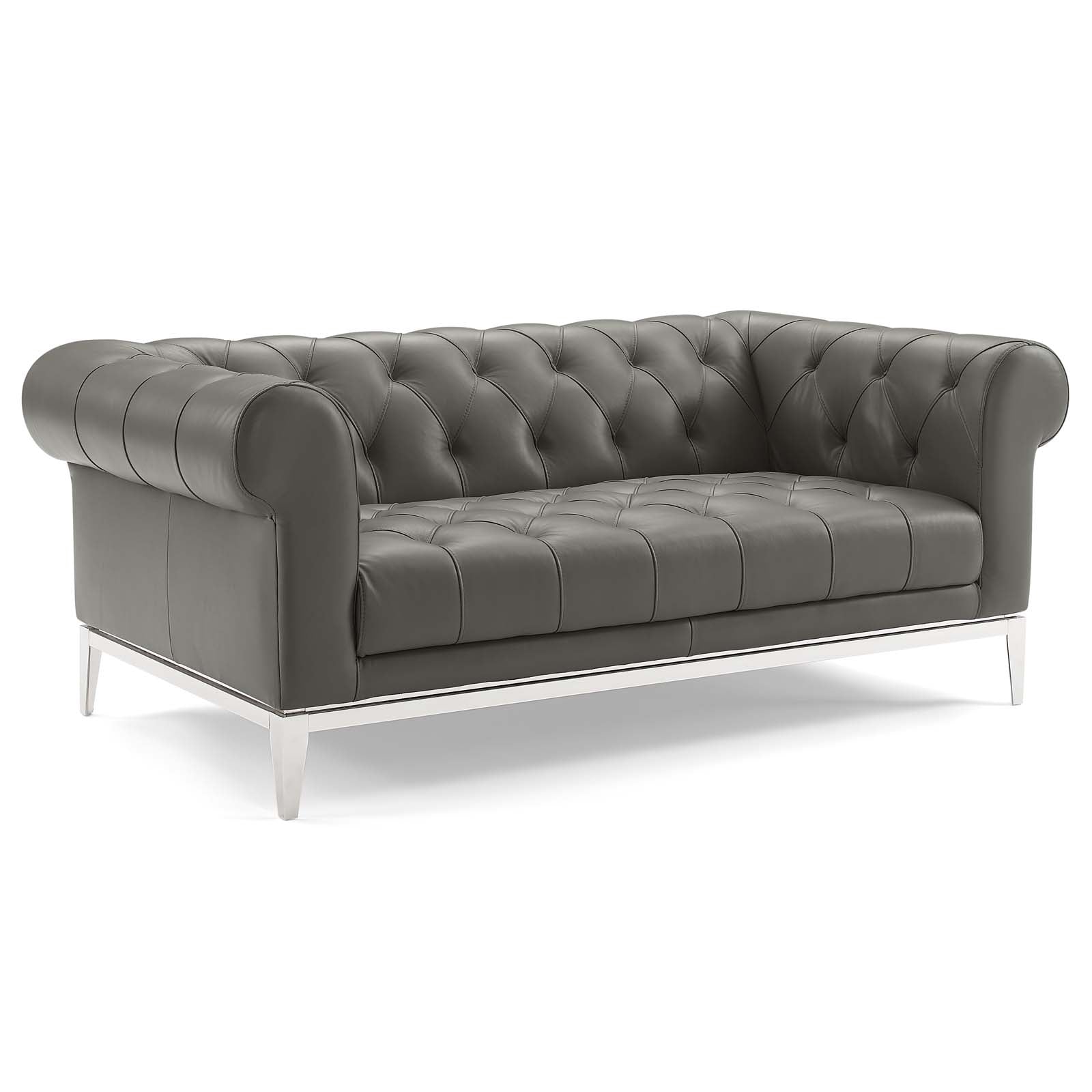 Idyll Tufted Upholstered Leather Loveseat and Armchair - East Shore Modern Home Furnishings