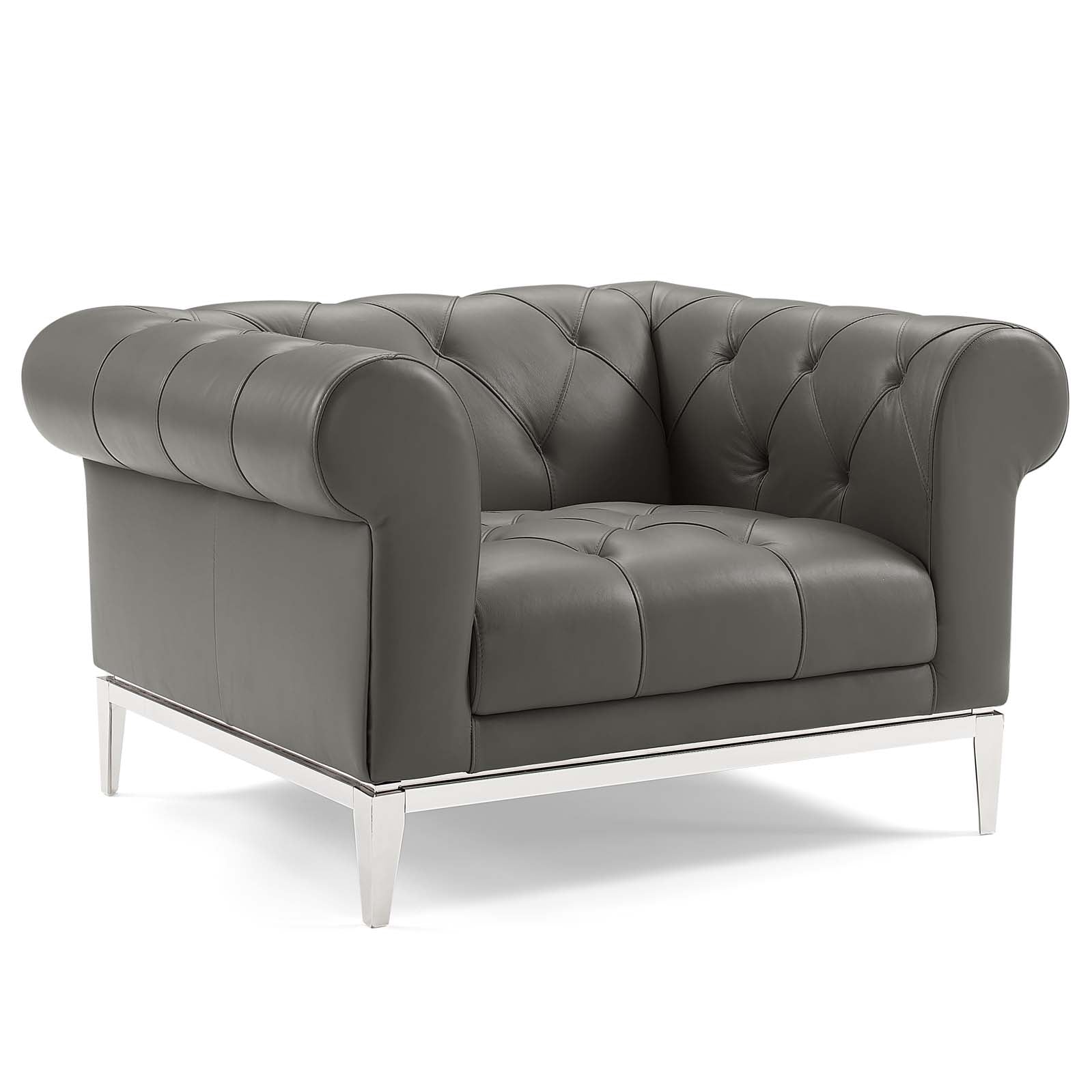 Idyll Tufted Upholstered Leather Armchair Set of 2