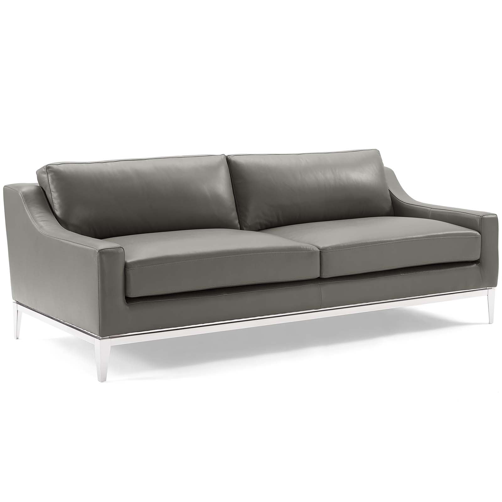 Harness Stainless Steel Base Leather Sofa and Loveseat Set - East Shore Modern Home Furnishings