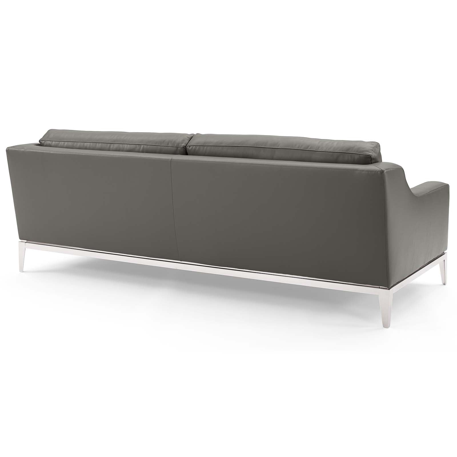 Harness Stainless Steel Base Leather Sofa and Loveseat Set - East Shore Modern Home Furnishings