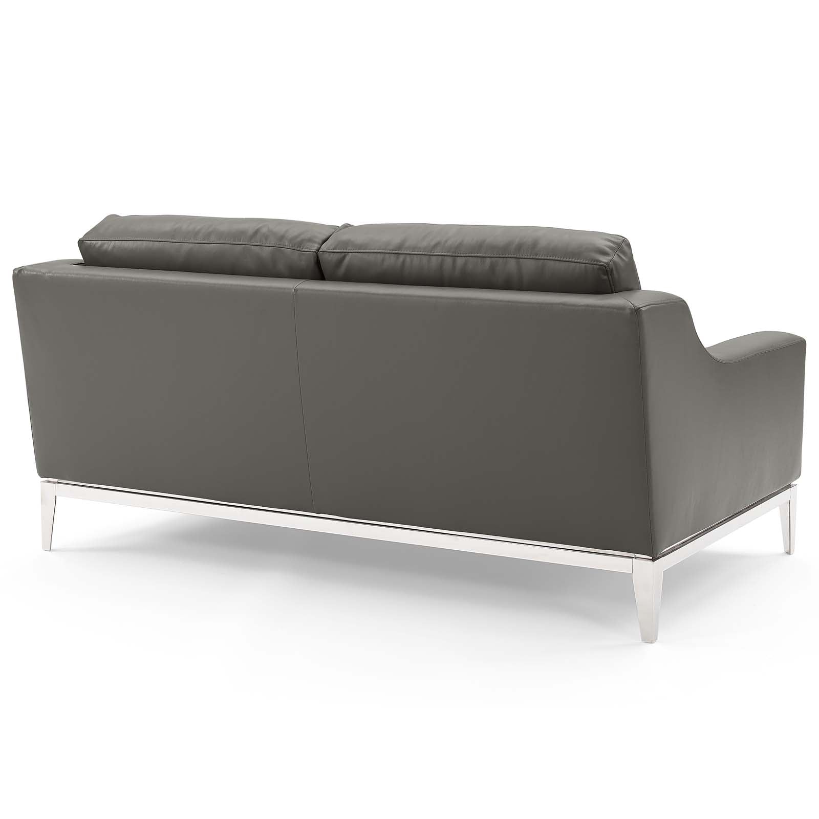 Harness Stainless Steel Base Leather Sofa and Loveseat Set - East Shore Modern Home Furnishings