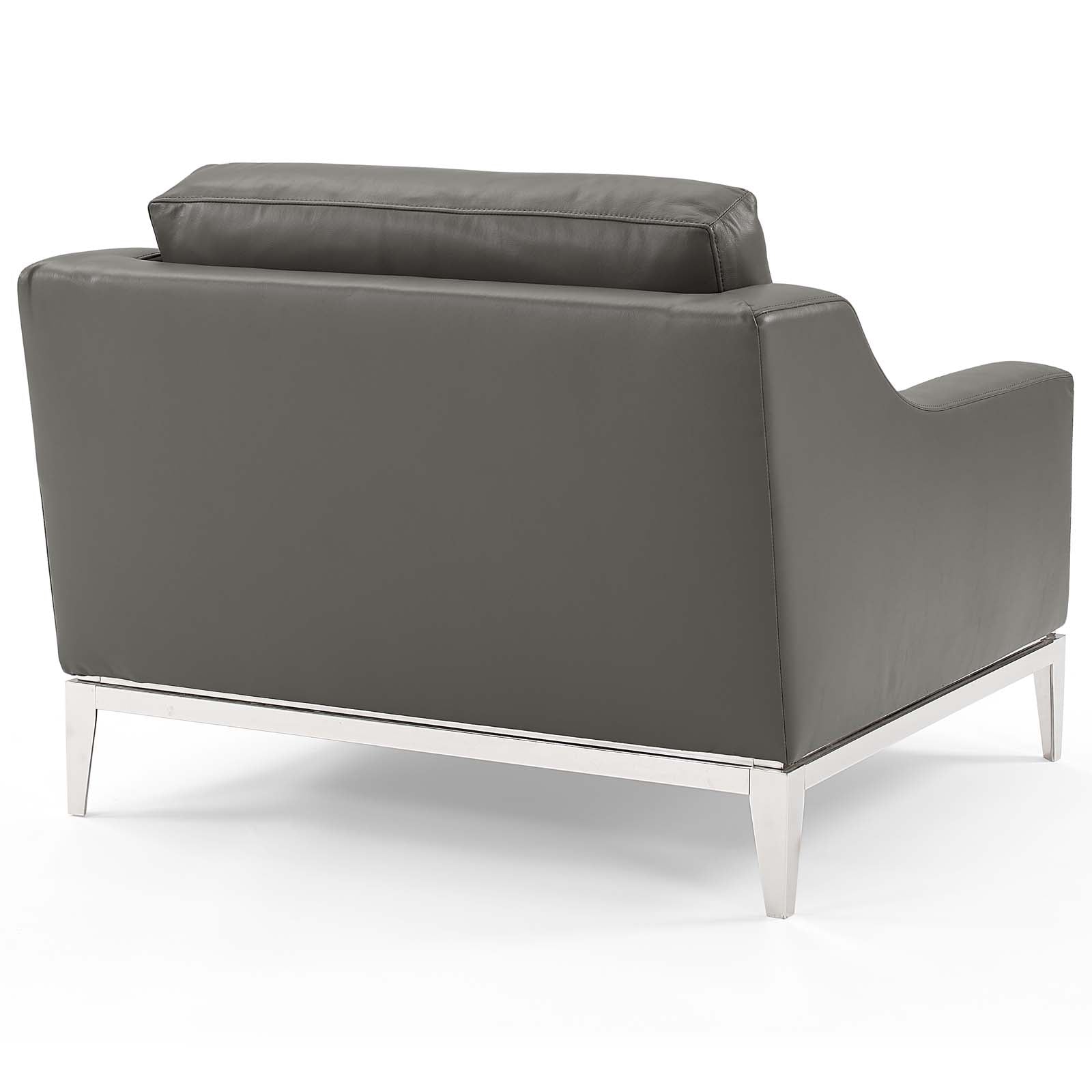 Harness Stainless Steel Base Leather Sofa & Armchair Set - East Shore Modern Home Furnishings