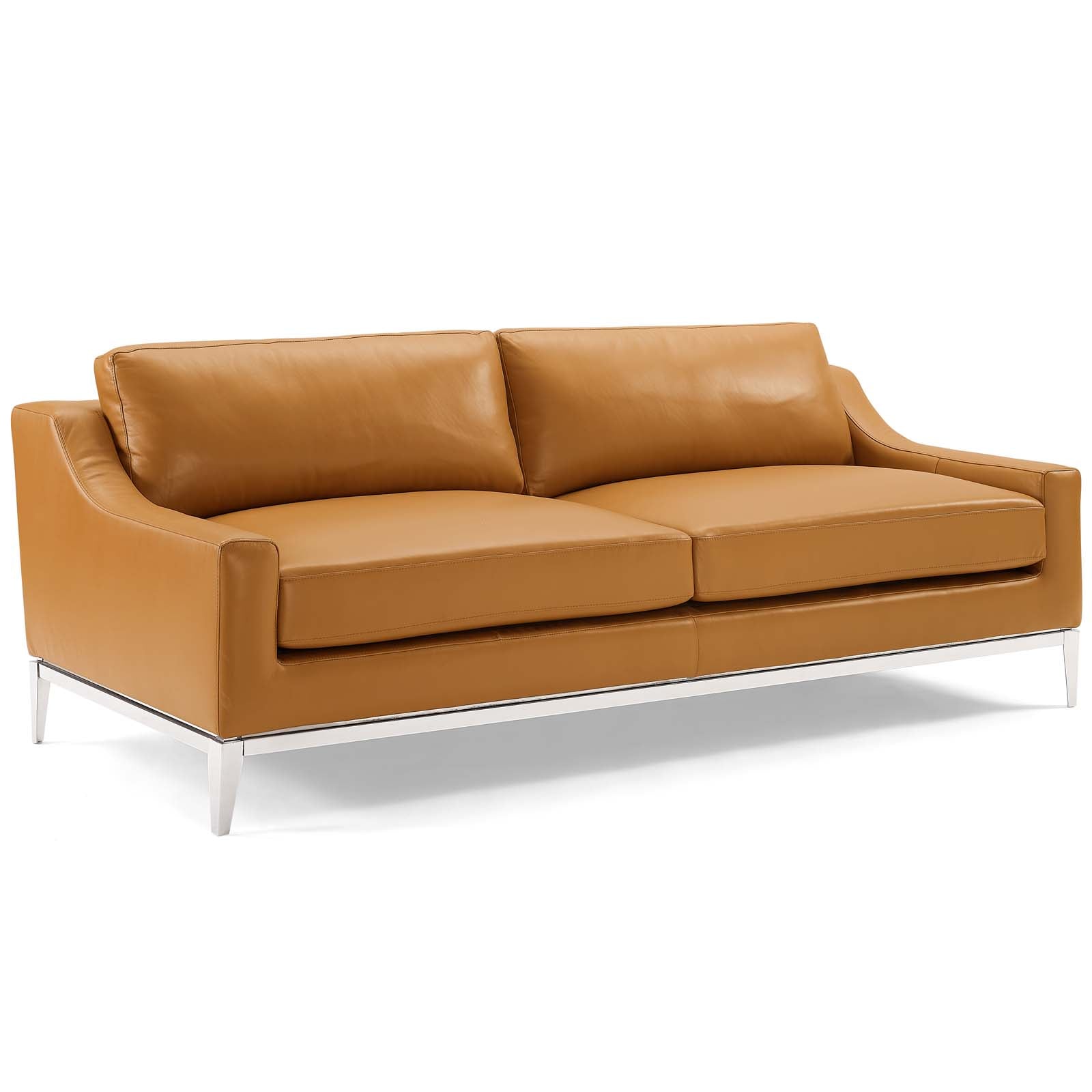 Harness Stainless Steel Base Leather Sofa & Armchair Set - East Shore Modern Home Furnishings