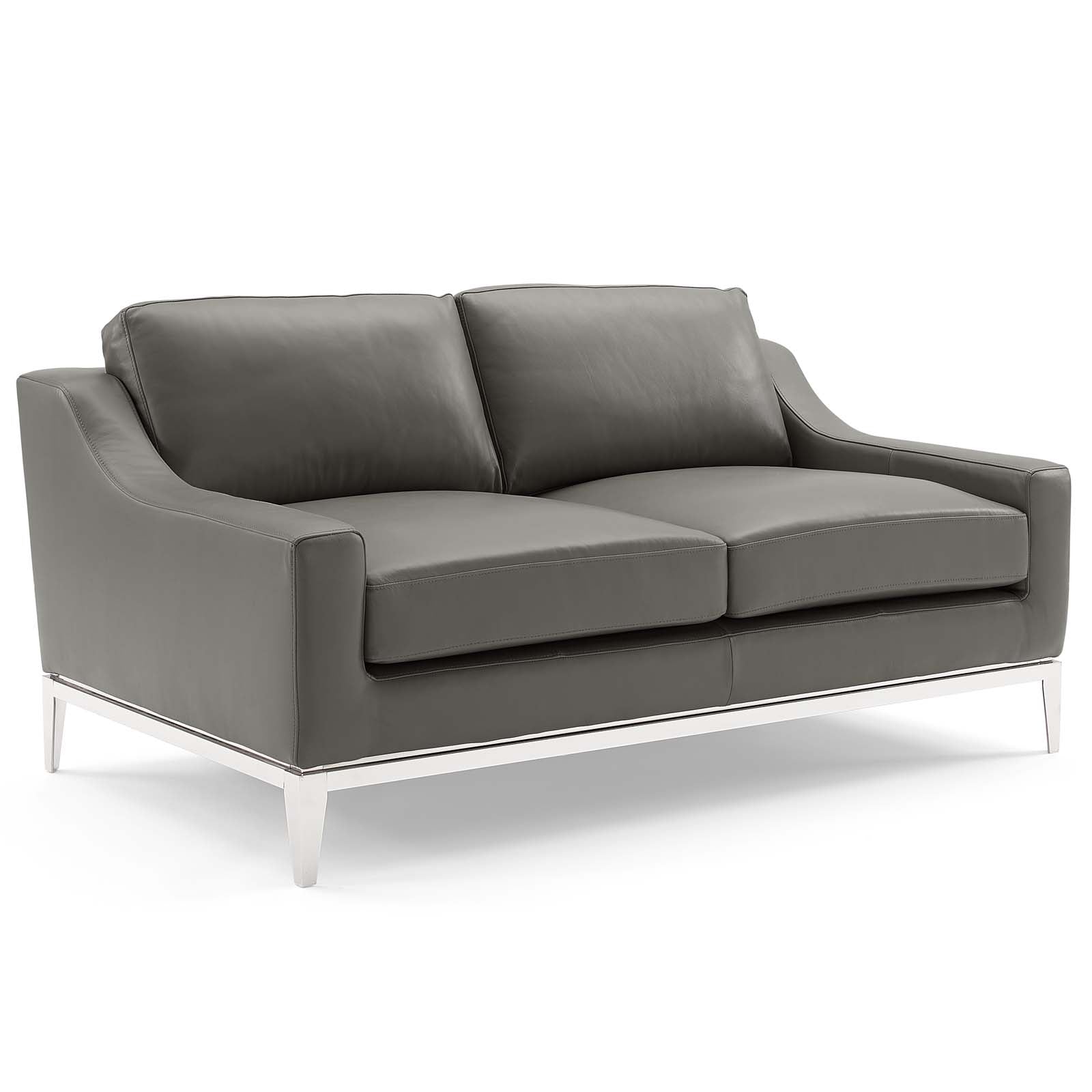 Harness Stainless Steel Base Leather Loveseat & Armchair Set - East Shore Modern Home Furnishings