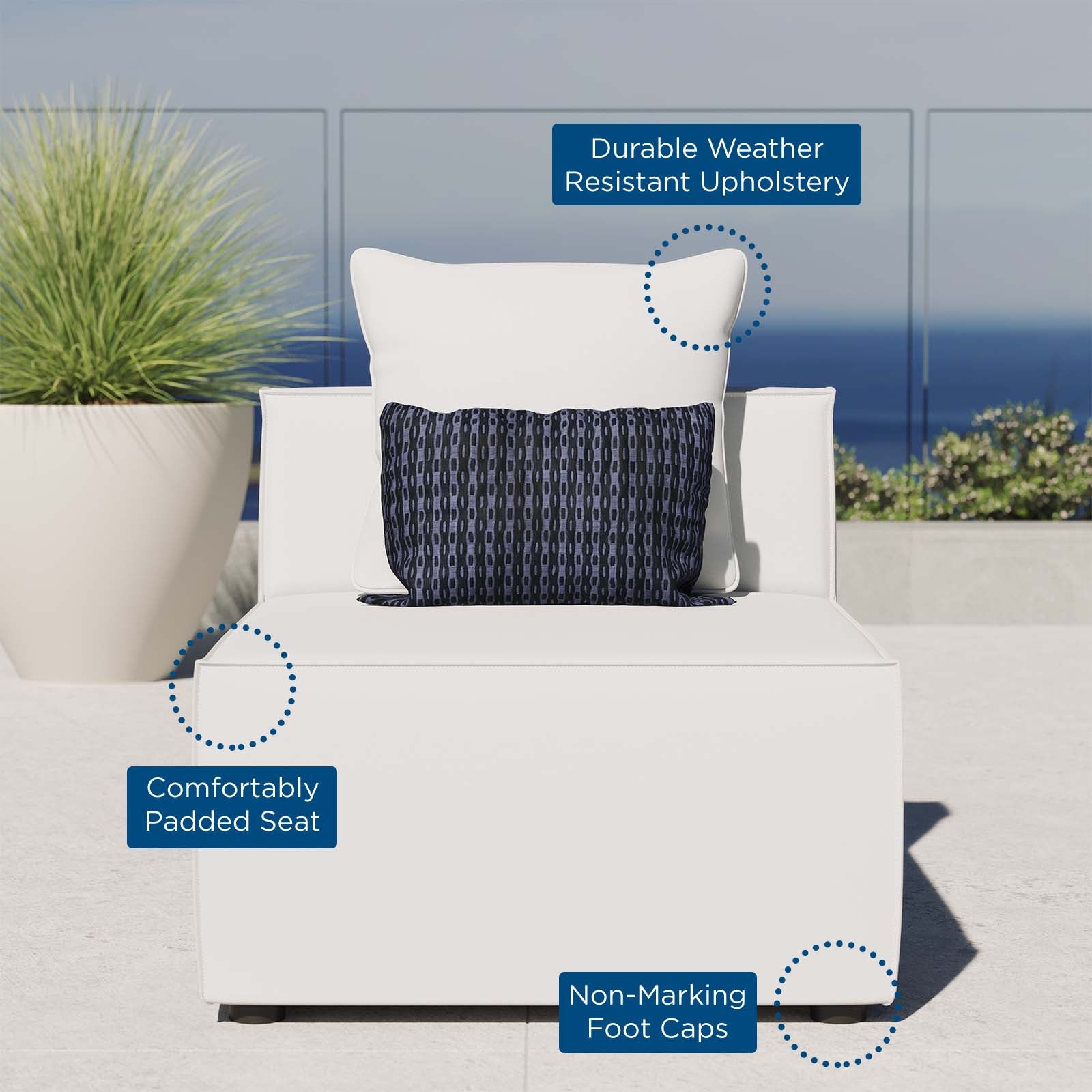 Saybrook Outdoor Patio Upholstered Sectional Sofa Armless Chair - East Shore Modern Home Furnishings