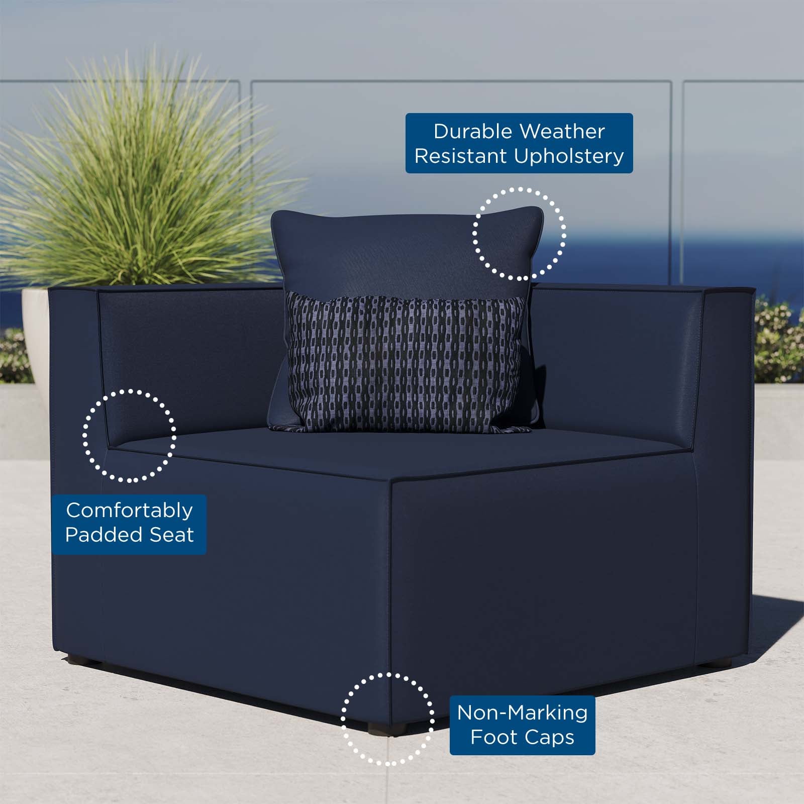 Saybrook Outdoor Patio Upholstered Sectional Sofa Corner Chair