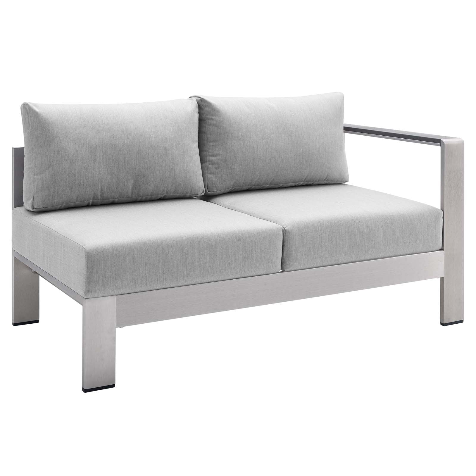 Shore Sunbrella® Fabric Aluminum Outdoor Patio Right-Arm Loveseat - East Shore Modern Home Furnishings