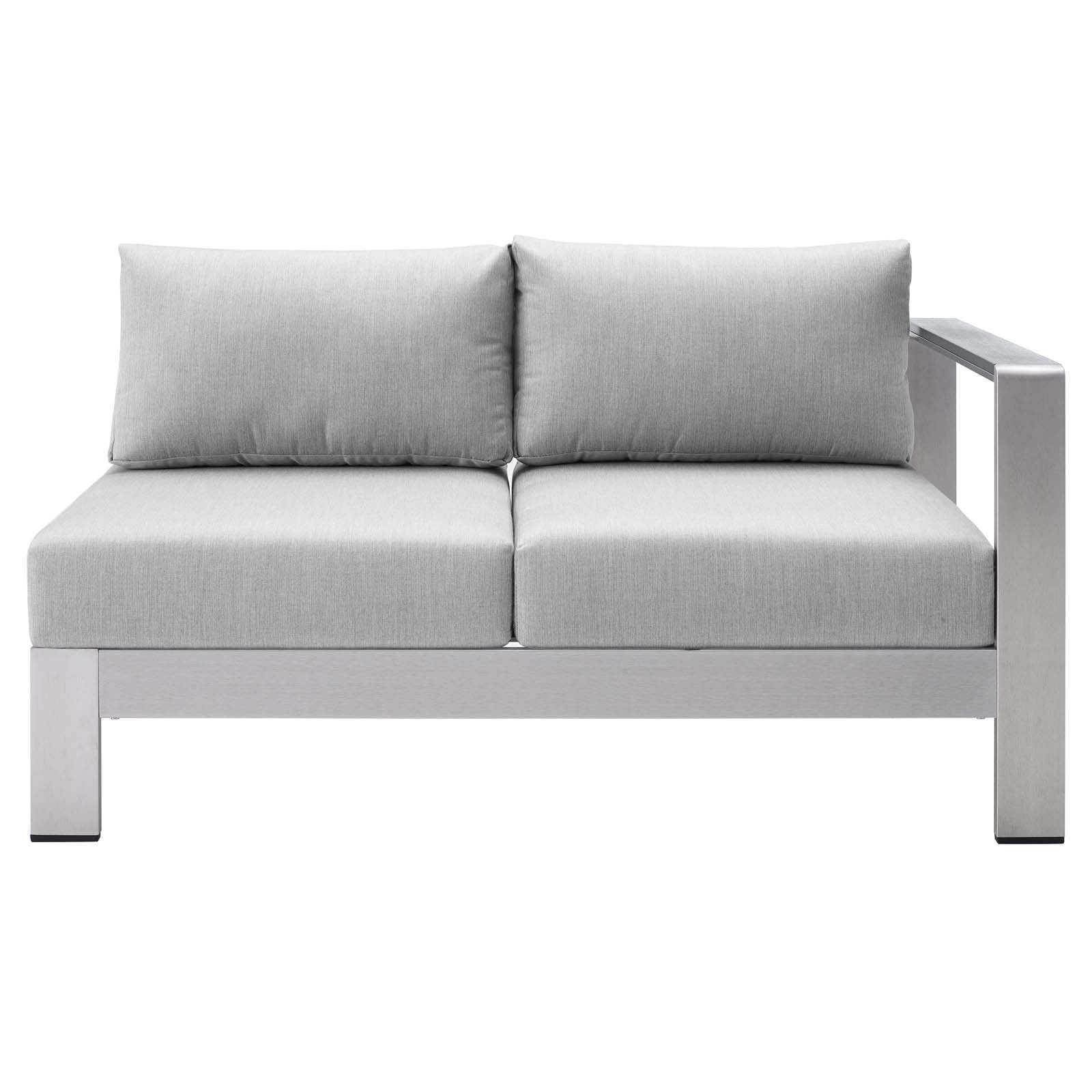 Shore Sunbrella® Fabric Aluminum Outdoor Patio Right-Arm Loveseat - East Shore Modern Home Furnishings