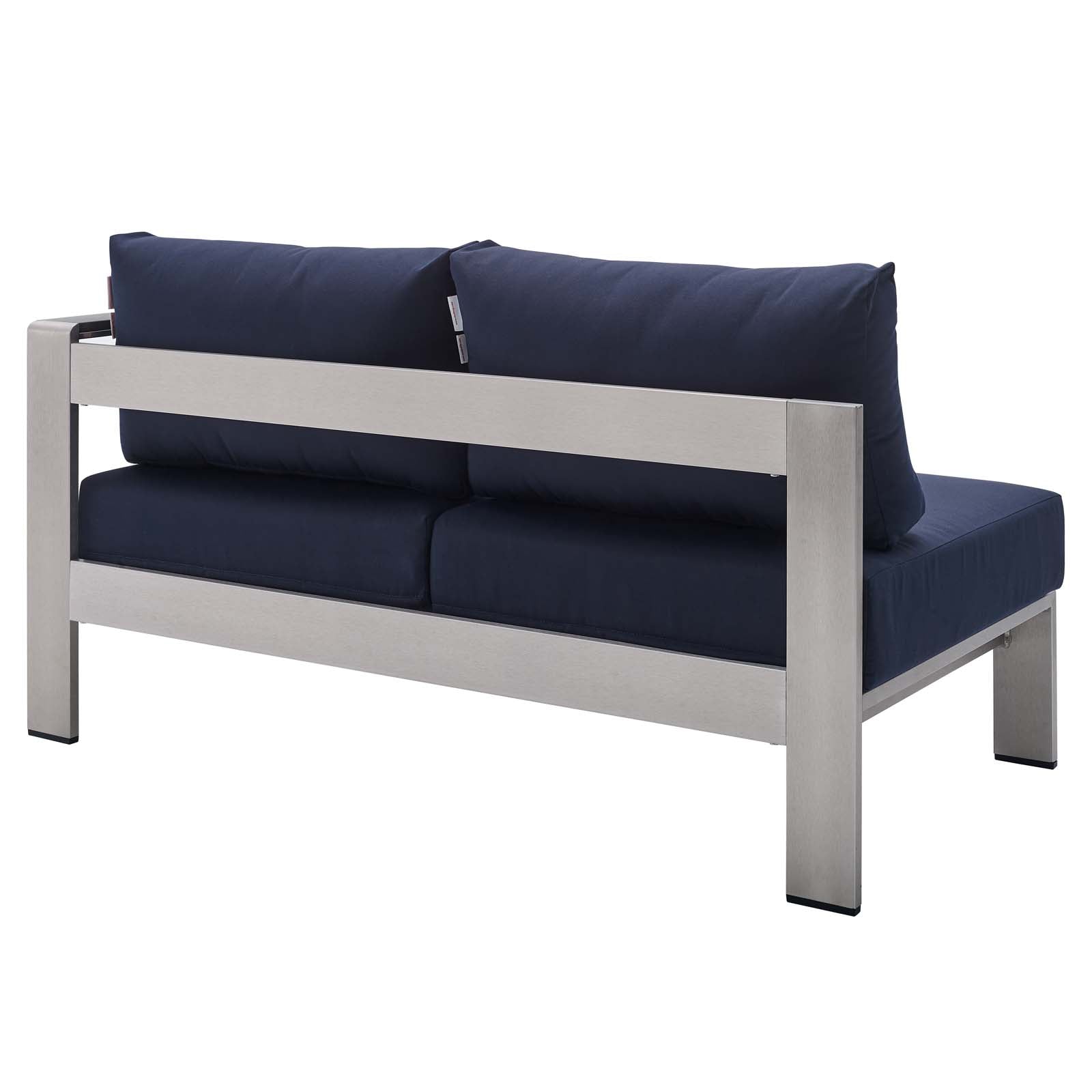 Shore Sunbrella® Fabric Aluminum Outdoor Patio Right-Arm Loveseat - East Shore Modern Home Furnishings