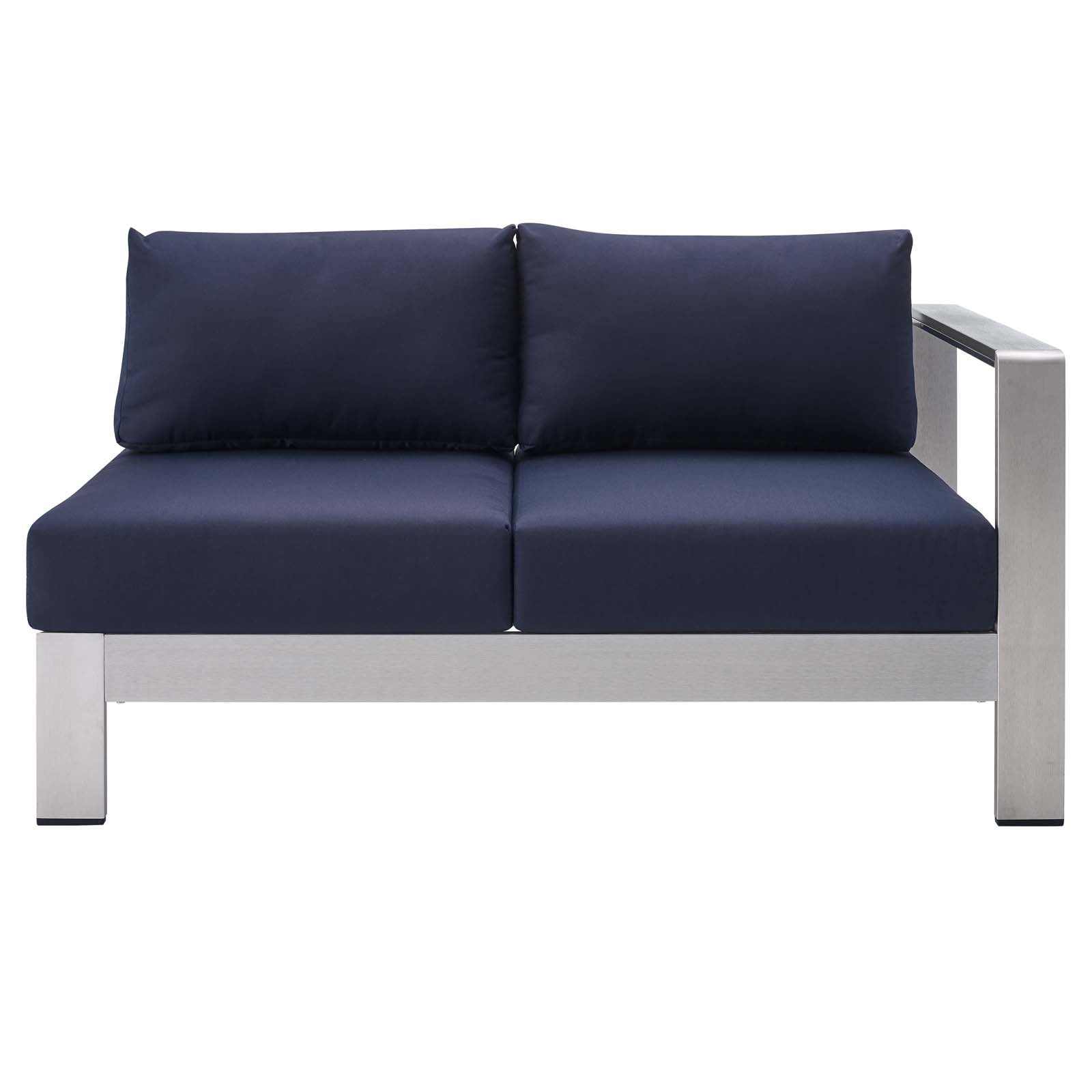 Shore Sunbrella® Fabric Aluminum Outdoor Patio Right-Arm Loveseat - East Shore Modern Home Furnishings