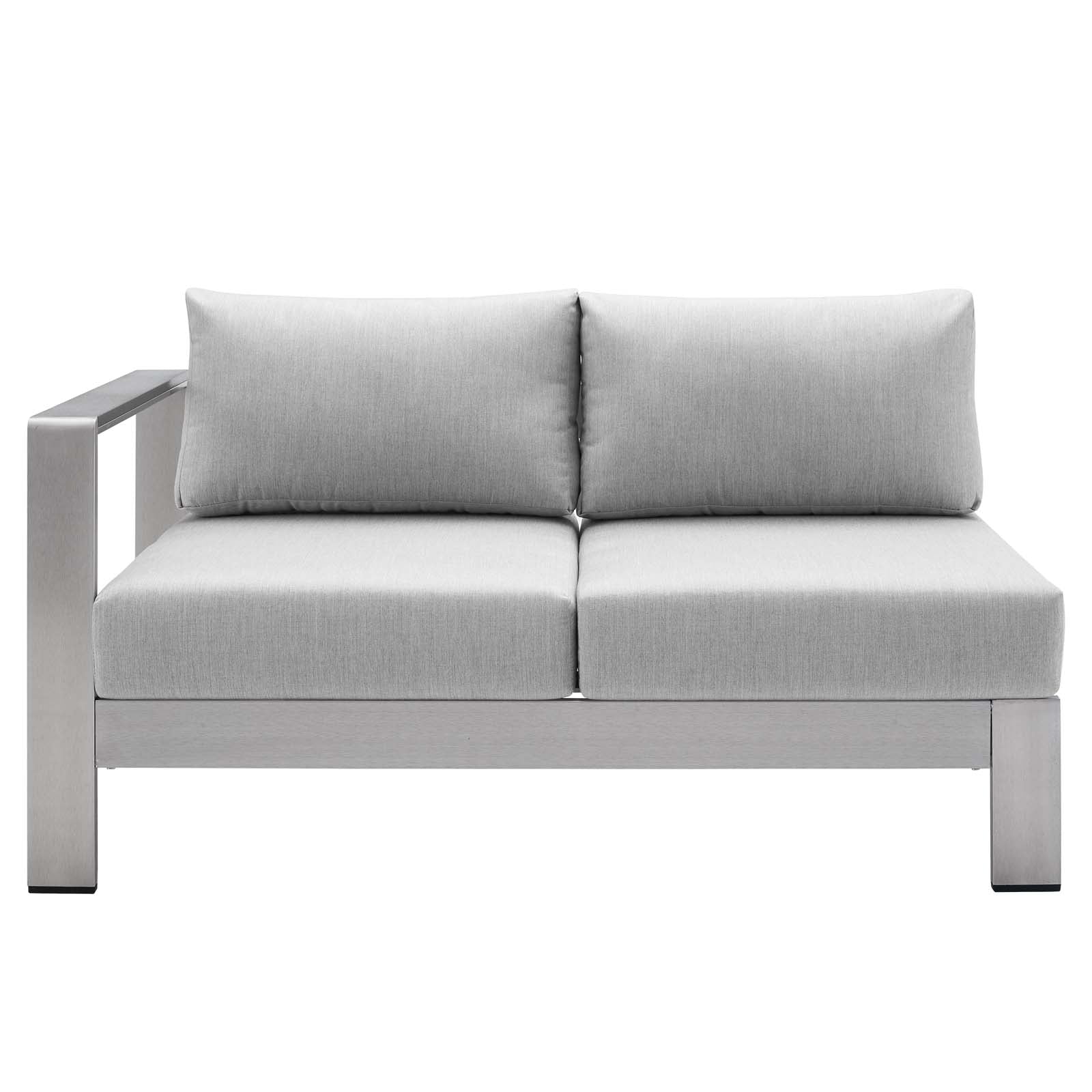 Shore Sunbrella® Fabric Aluminum Outdoor Patio Left-Arm Loveseat - East Shore Modern Home Furnishings