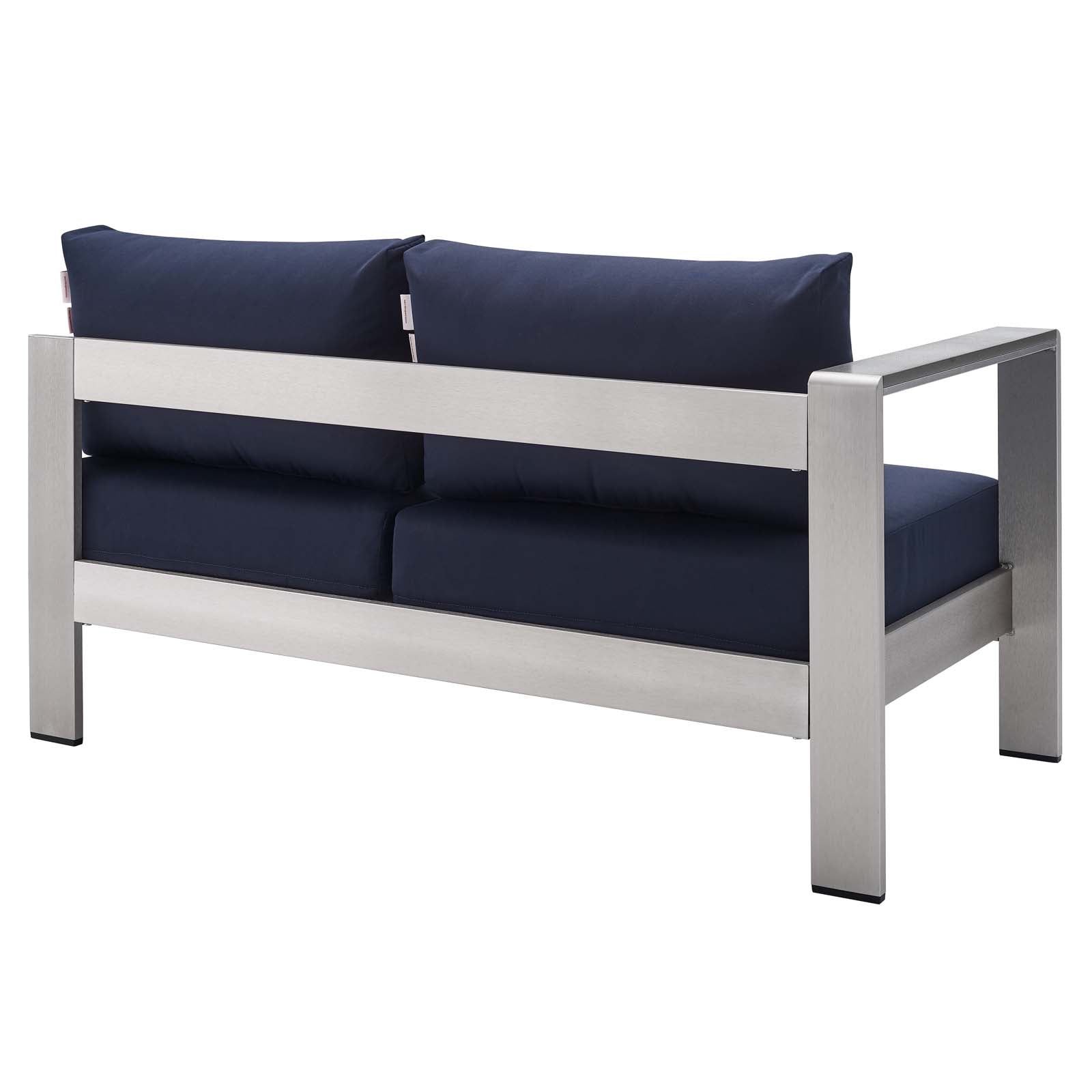 Shore Sunbrella® Fabric Aluminum Outdoor Patio Left-Arm Loveseat - East Shore Modern Home Furnishings