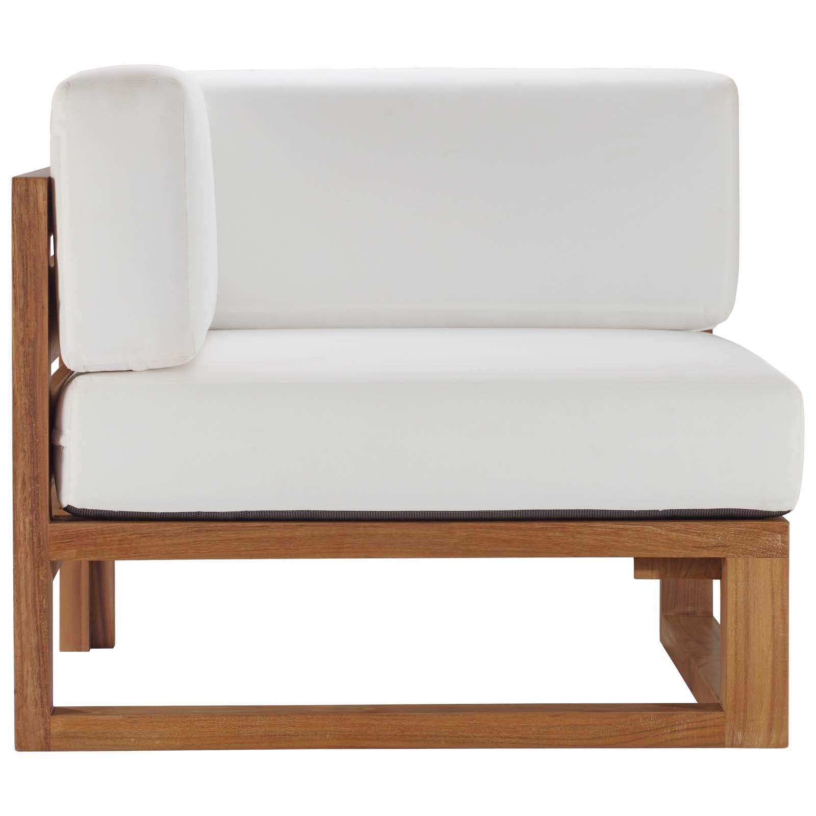 Upland Outdoor Patio Teak Wood 4-Piece Sectional Sofa Set