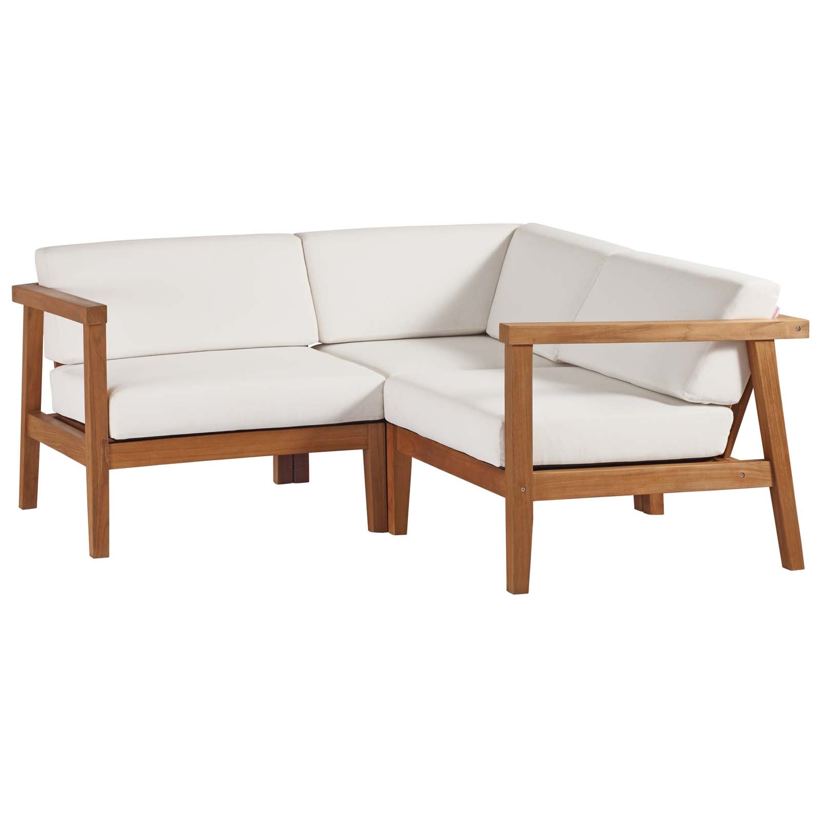 Bayport Outdoor Patio Teak Wood 3-Piece Sectional Sofa Set - East Shore Modern Home Furnishings