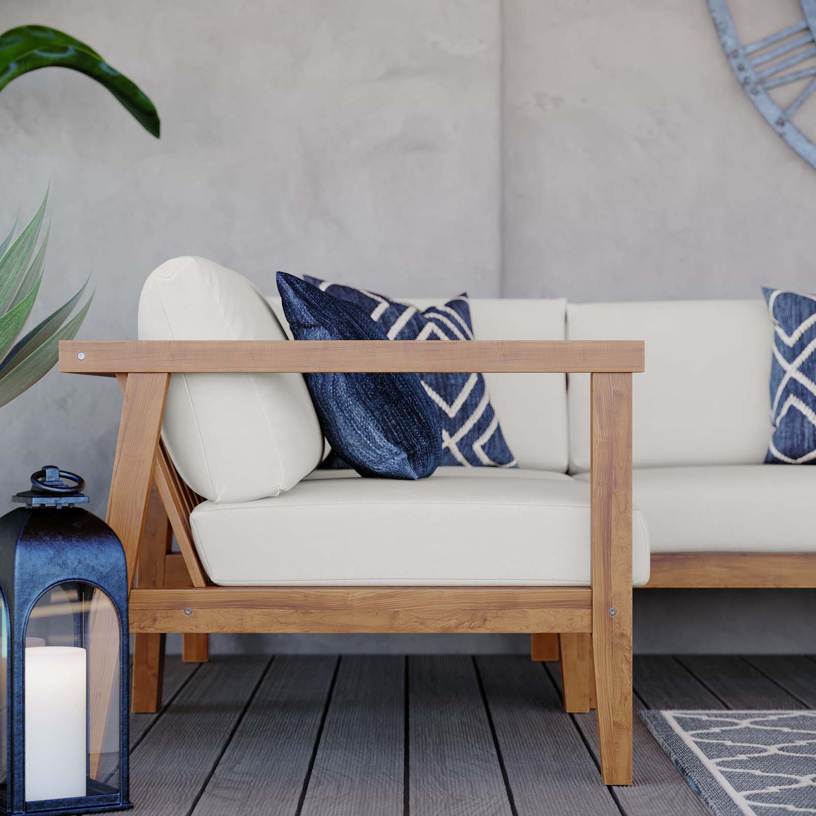 Bayport Outdoor Patio Teak Wood 3-Piece Sectional Sofa Set - East Shore Modern Home Furnishings
