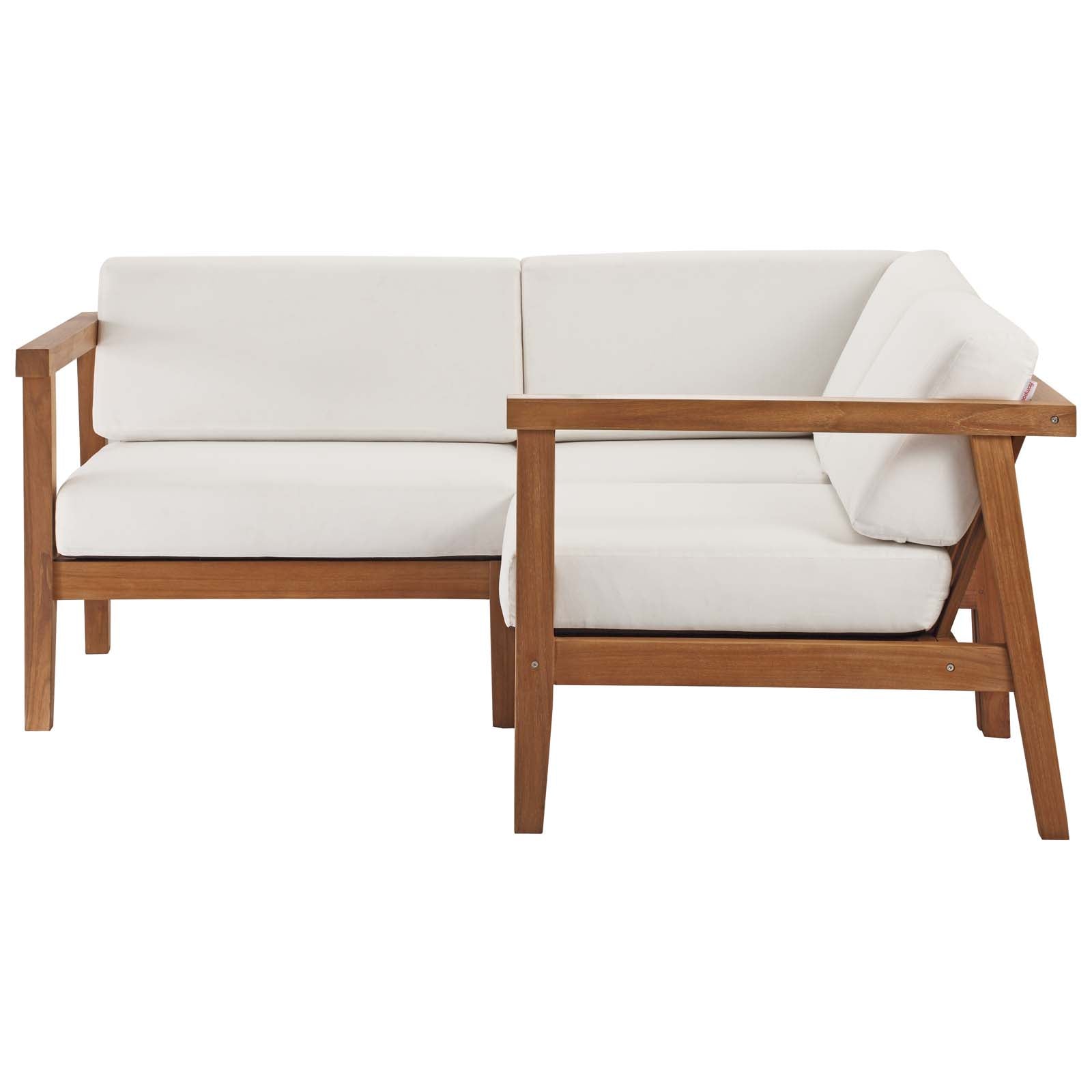 Bayport Outdoor Patio Teak Wood 3-Piece Sectional Sofa Set
