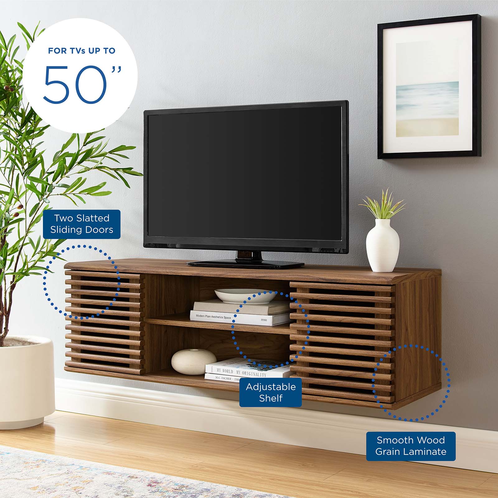 Render 46" Wall-Mount Media Console TV Stand - East Shore Modern Home Furnishings